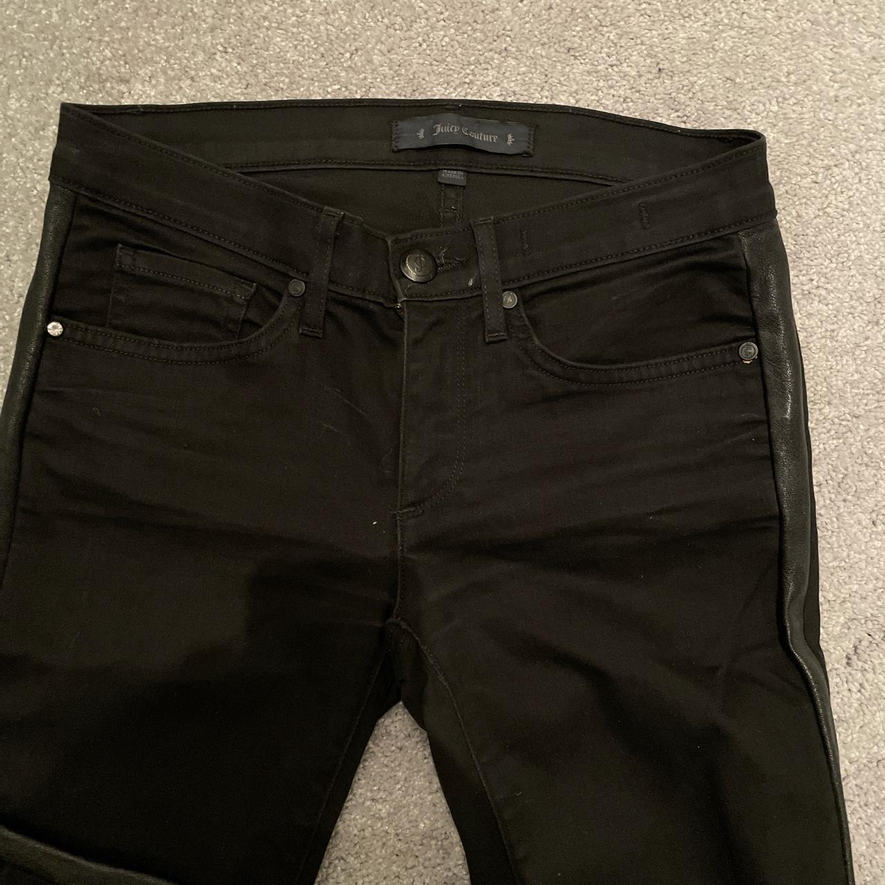 Juicy Couture black jeans with leather sides!... - Depop