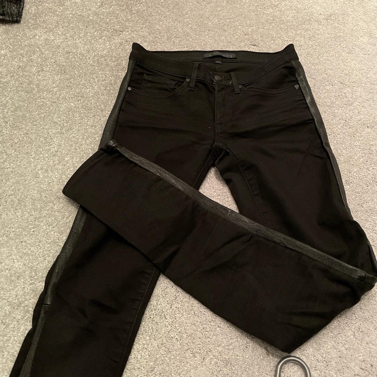 Juicy Couture black jeans with leather sides!... - Depop