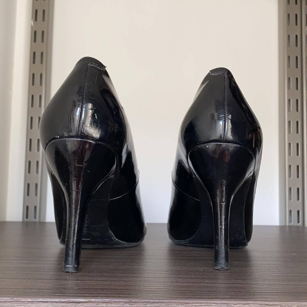 Kelly & Katie black patent faux leather pumps/high... - Depop