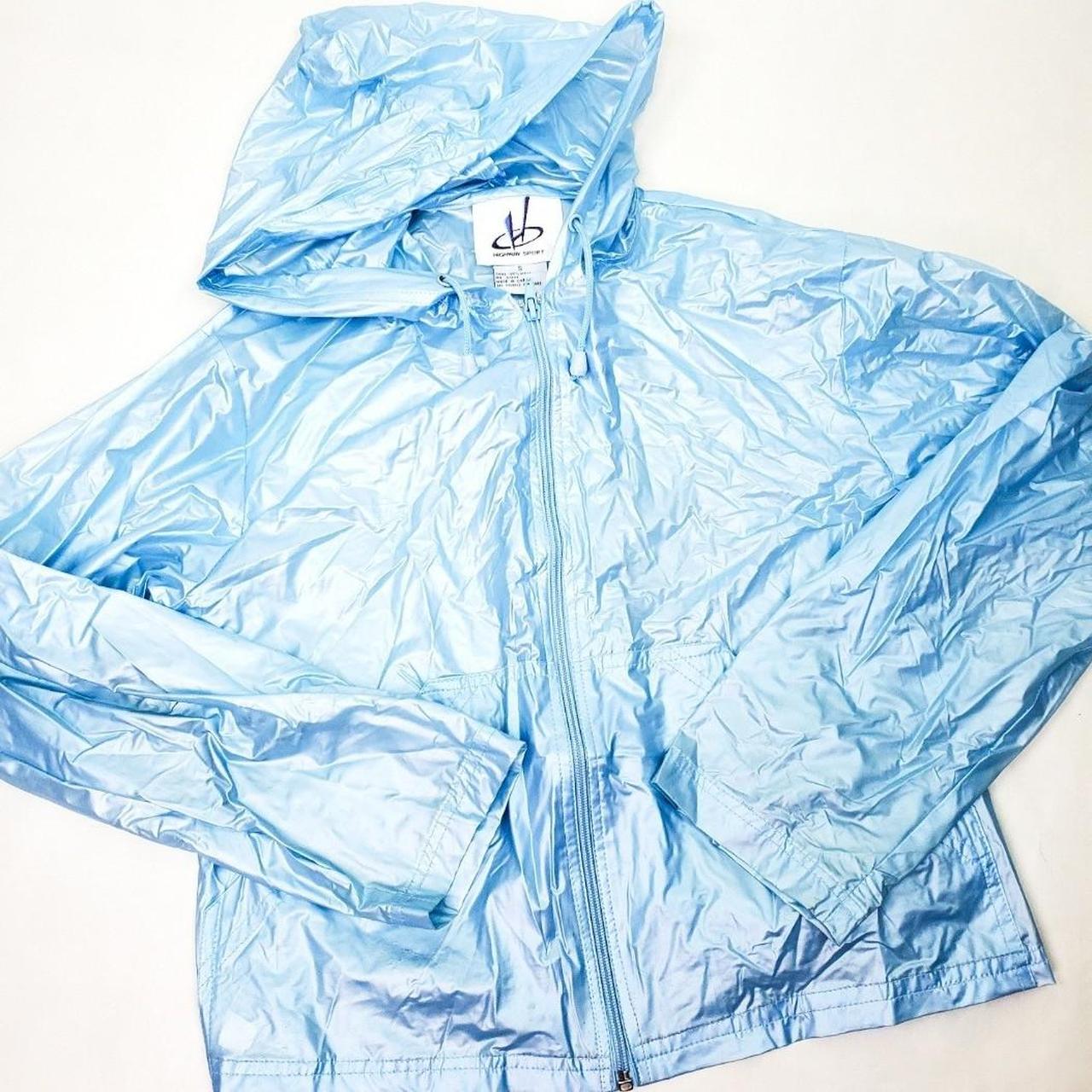 powder blue raincoat