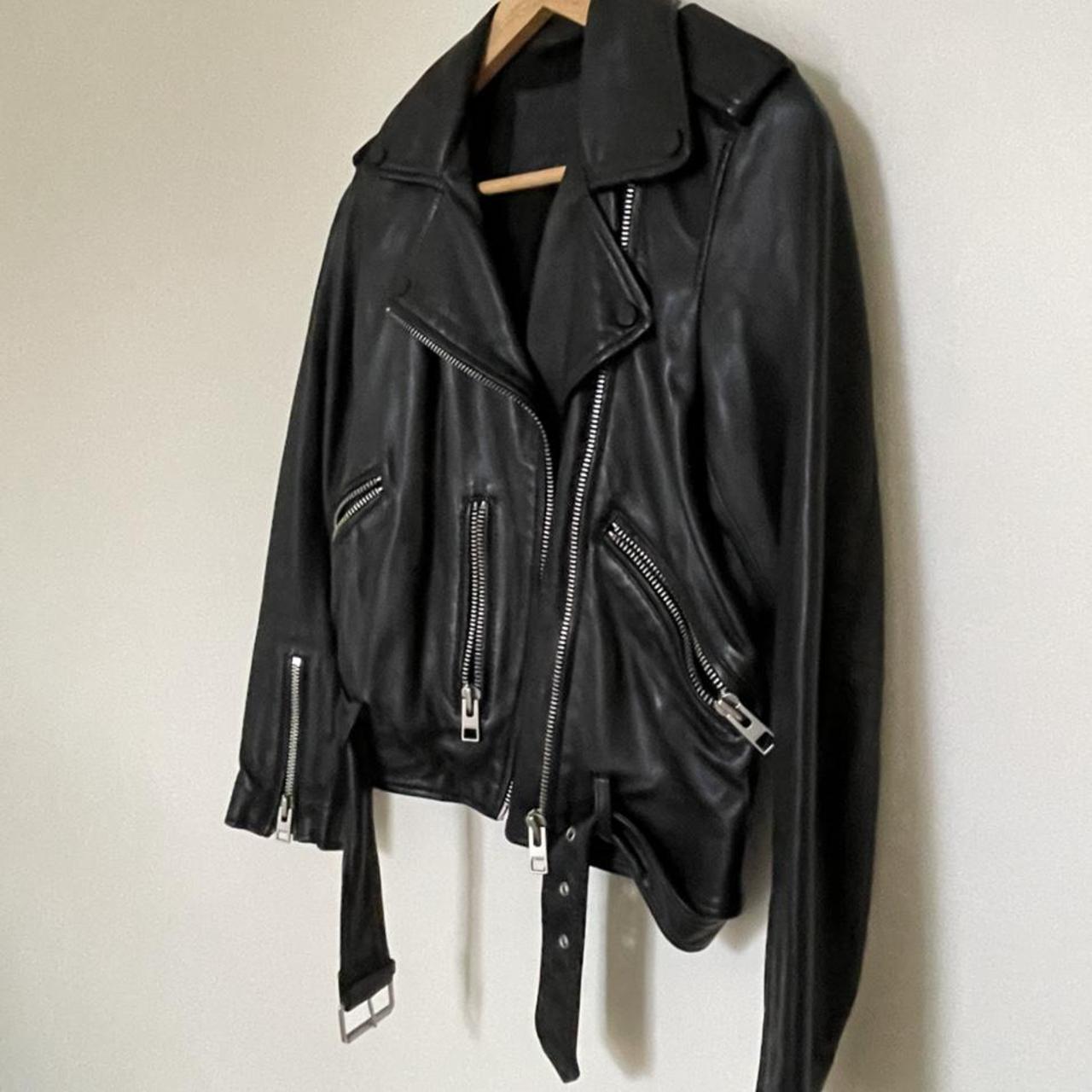 Black All Saints leather biker jacket. In excellent... - Depop