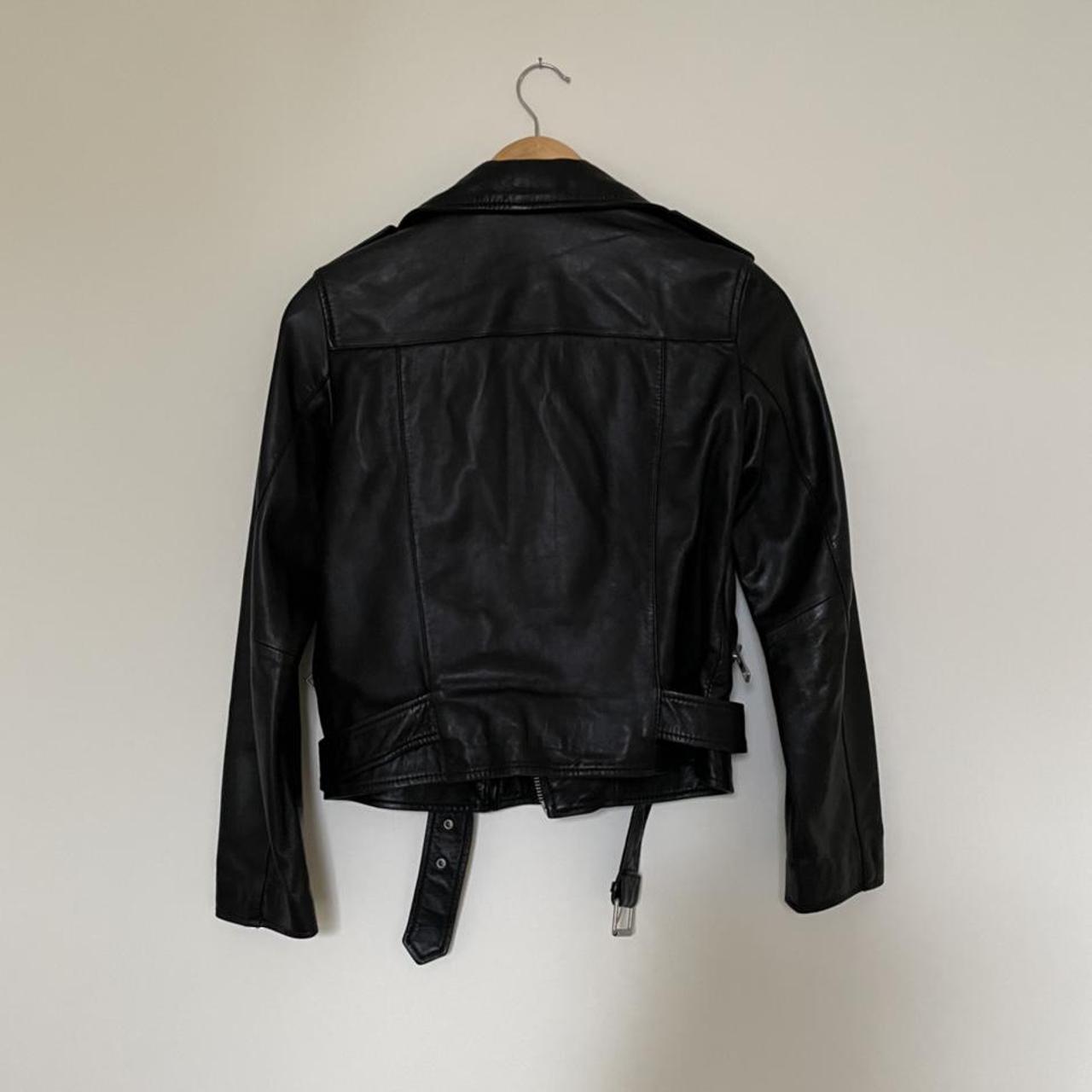 Black All Saints leather biker jacket. In excellent... - Depop