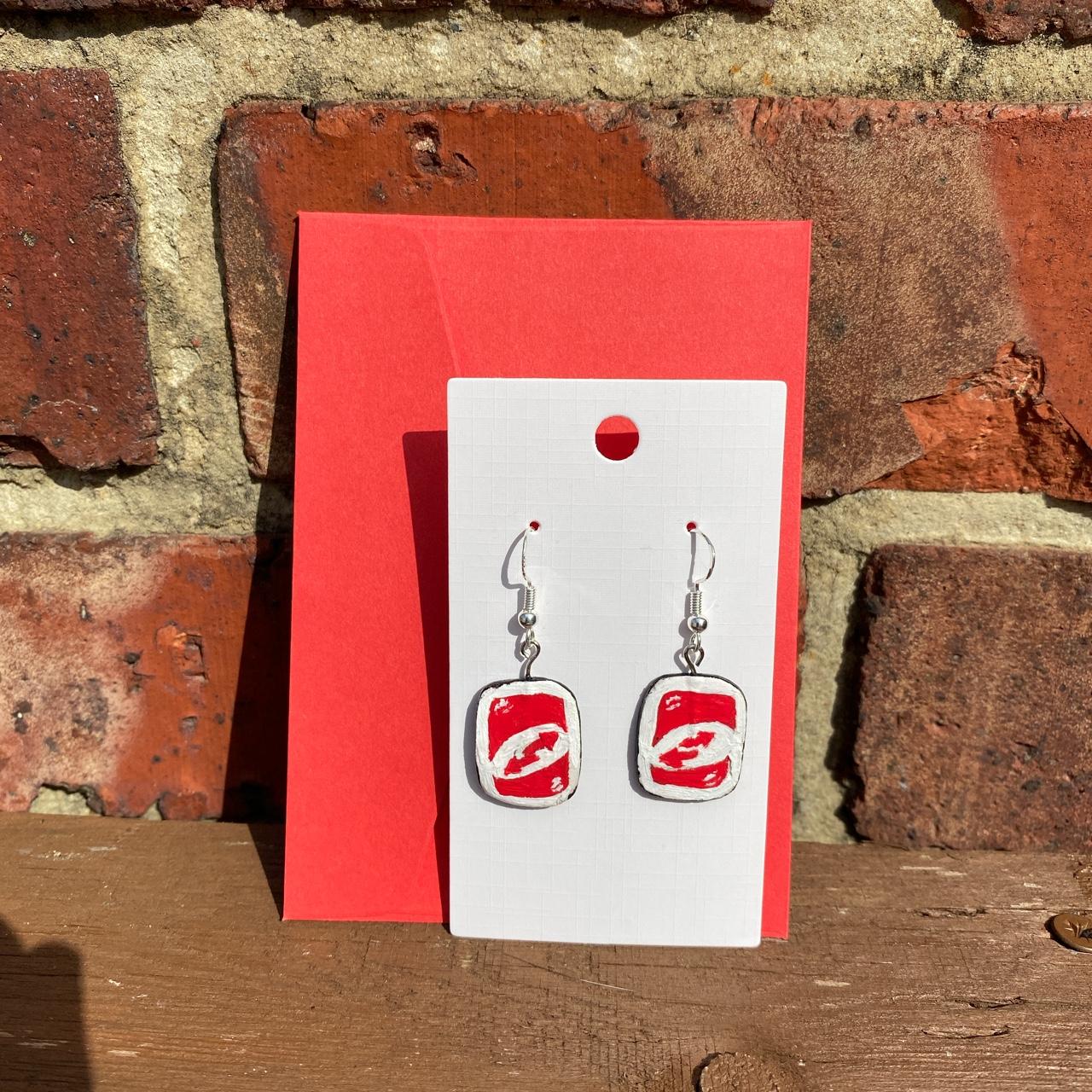 red uno reverse card earrings - Depop