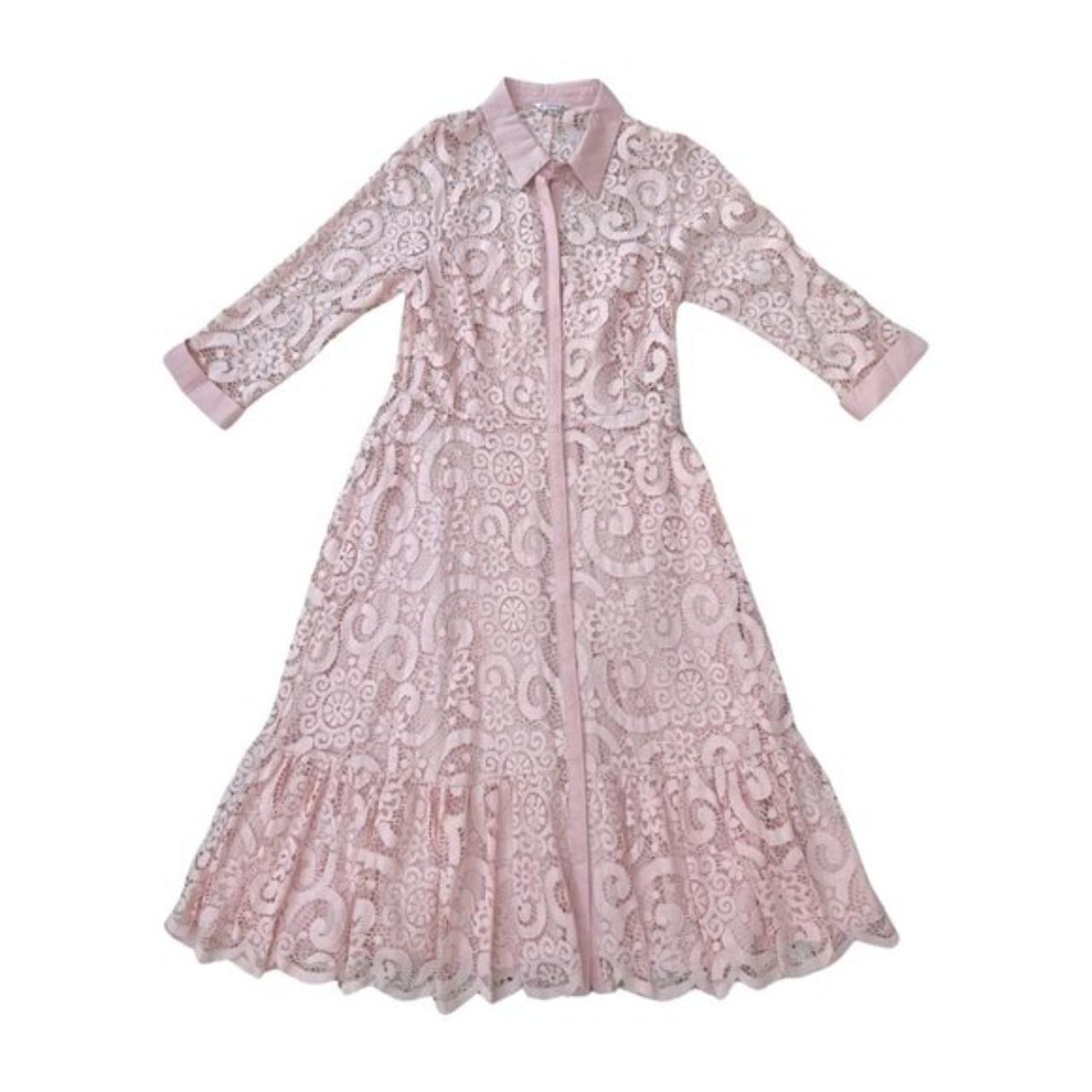 Nanette Lepore 3/4 Sleeve Lace Shirt Dress in Pink