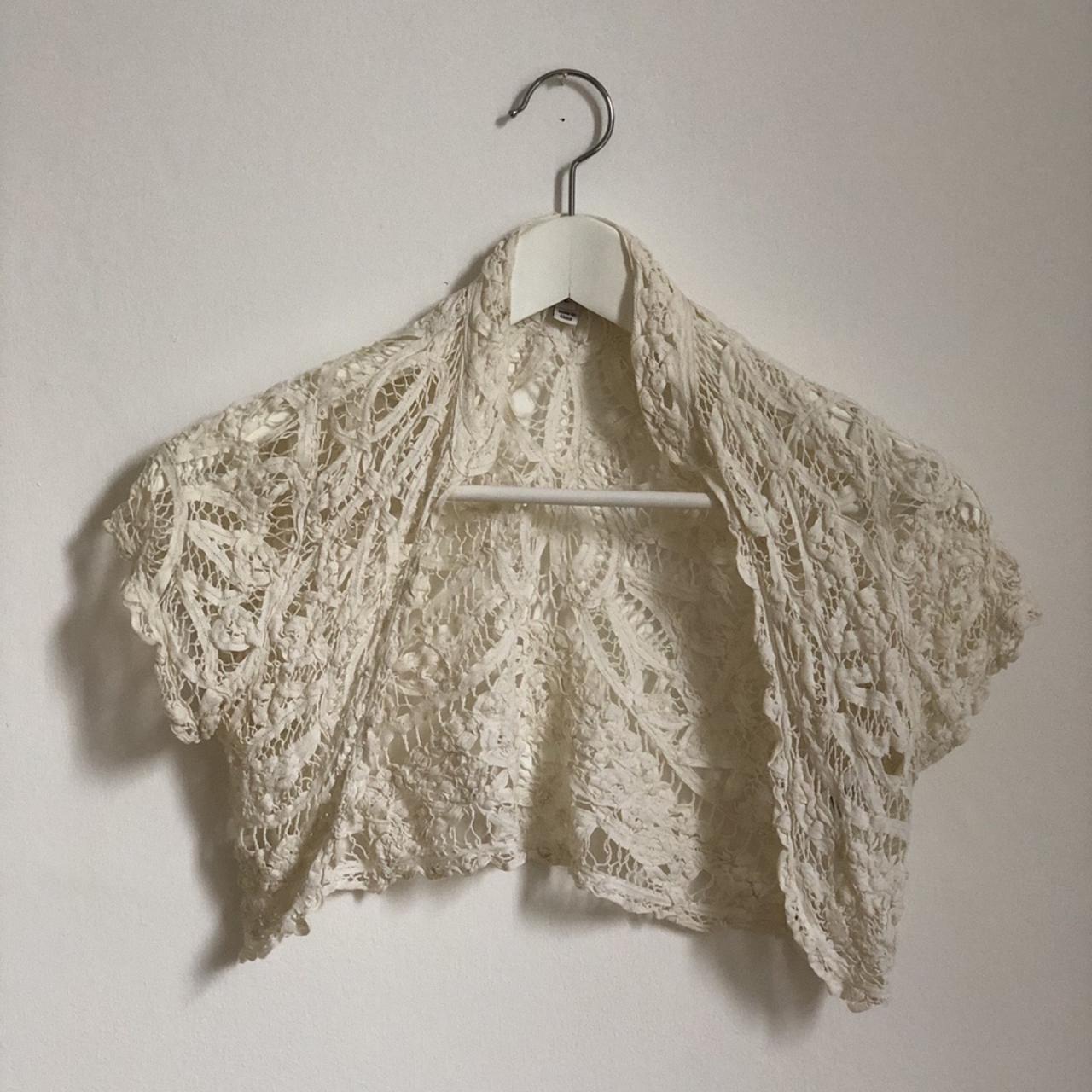 Stunning Crochet Lace Bolero By California Brand - Depop