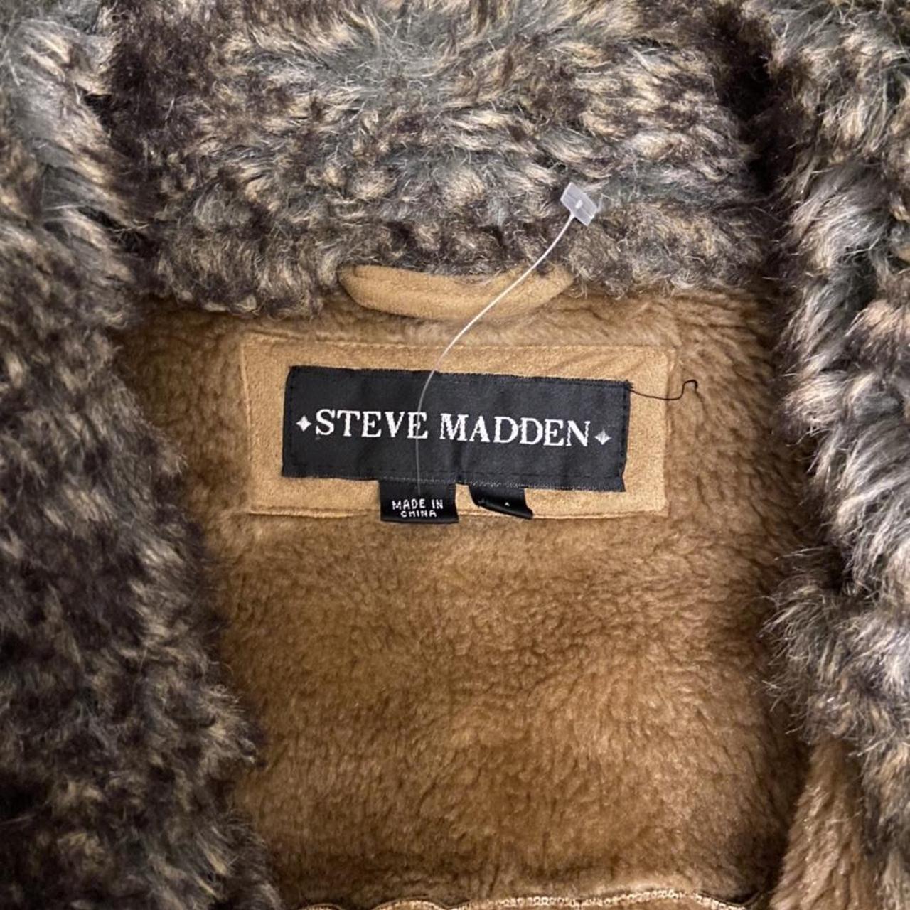 vintage steve madden suede fur trim jacket such mid... - Depop