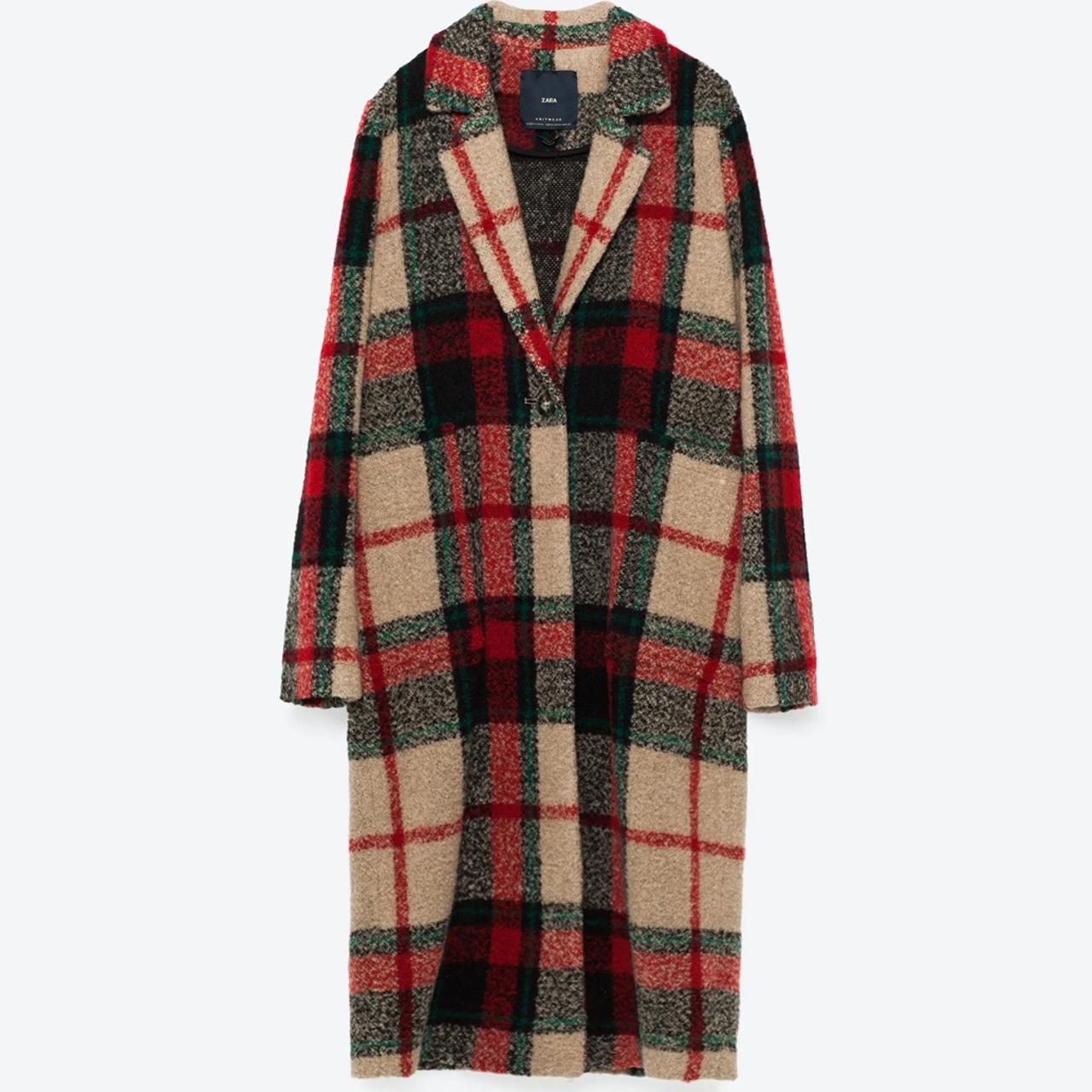 Zara plaid knit deals coat