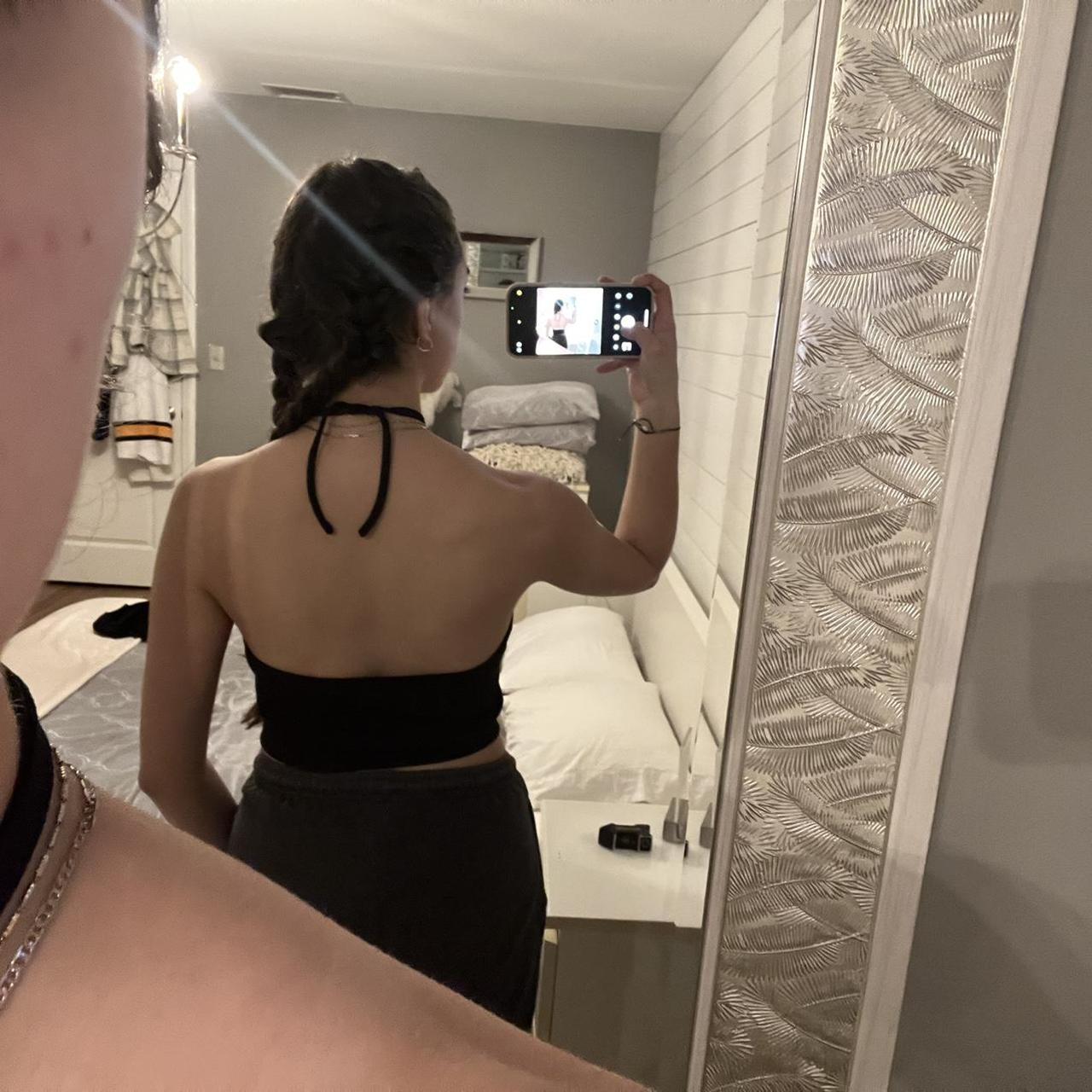 Black Halter Top with peekaboo hole From Shein -... - Depop