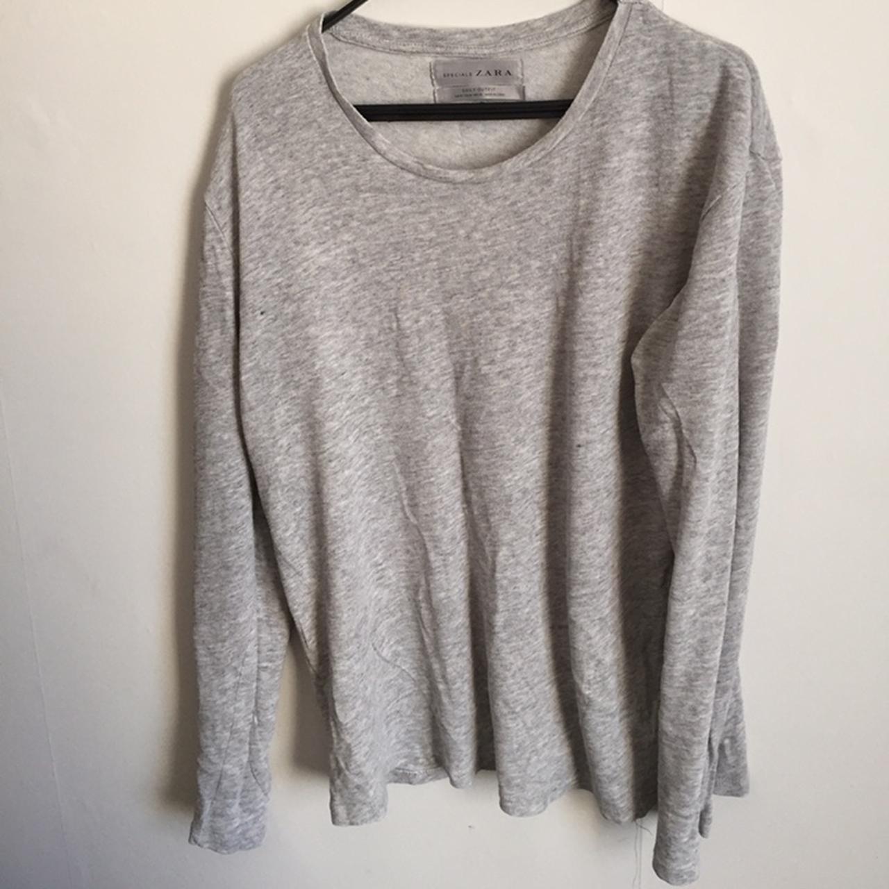 Zara grey long sleeve T-shirt Size: M, but would... - Depop