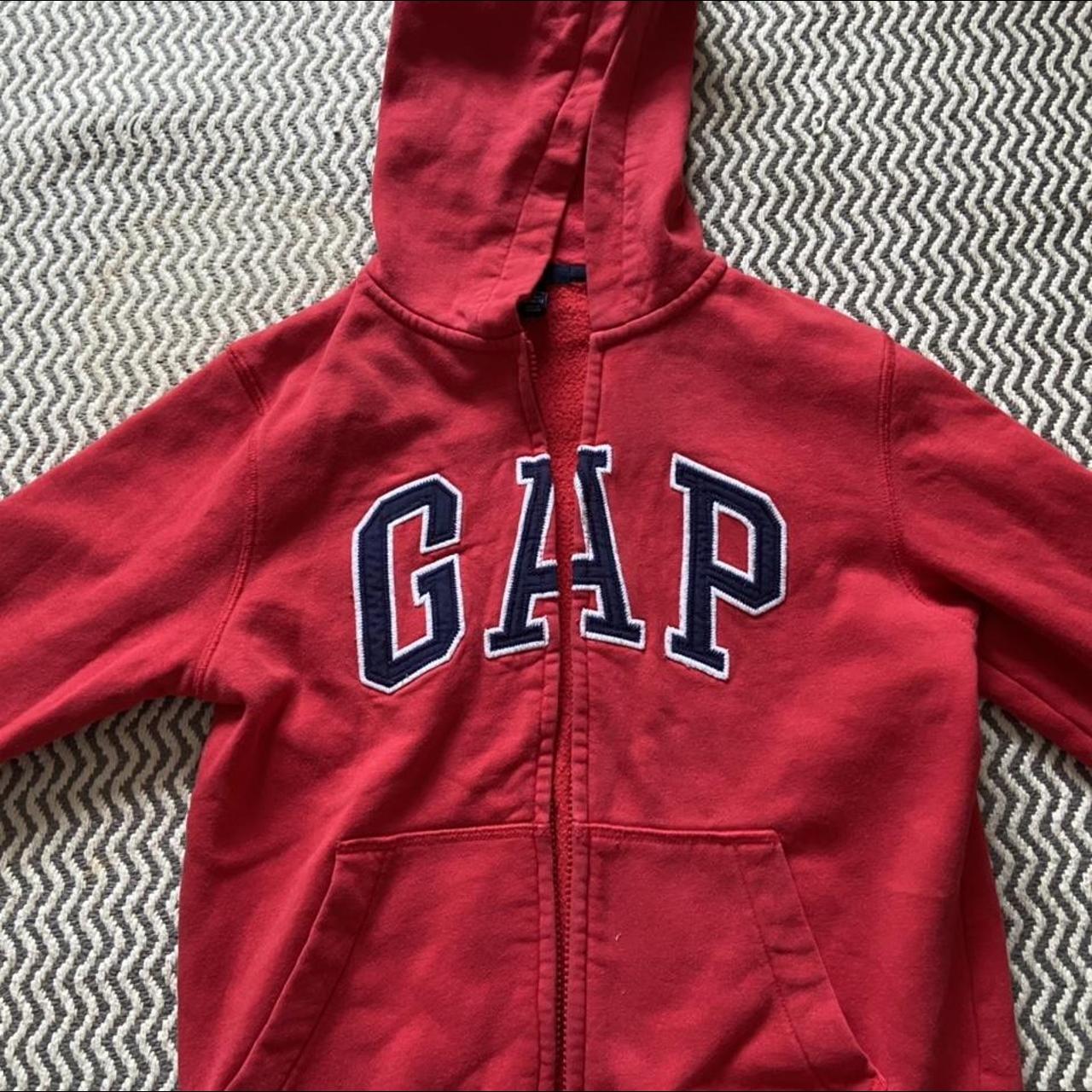 Really cool red gap zip up jumper!! Size 6 as it is... Depop