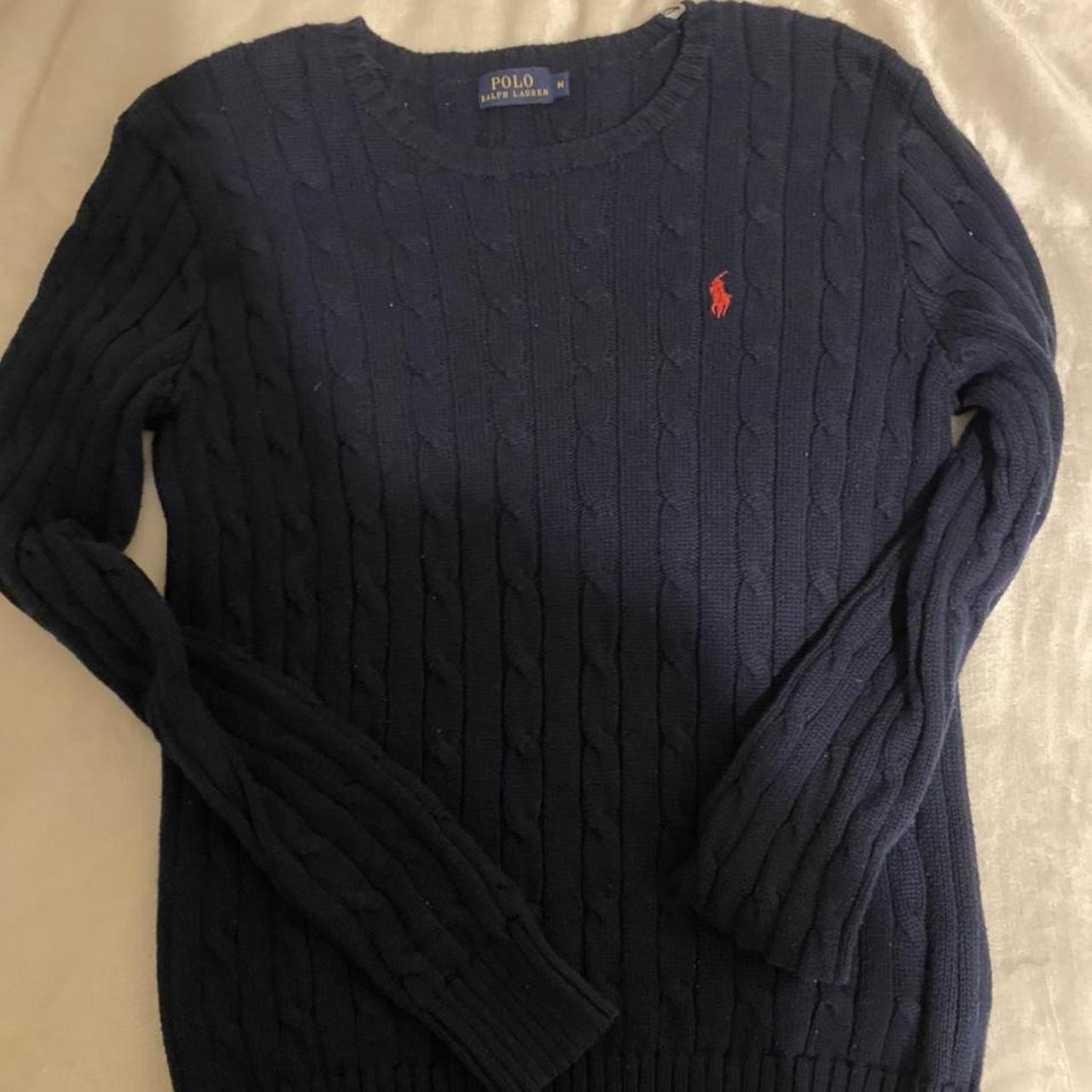 Womens Ralph Lauren jumper Navy jumper and pink... - Depop