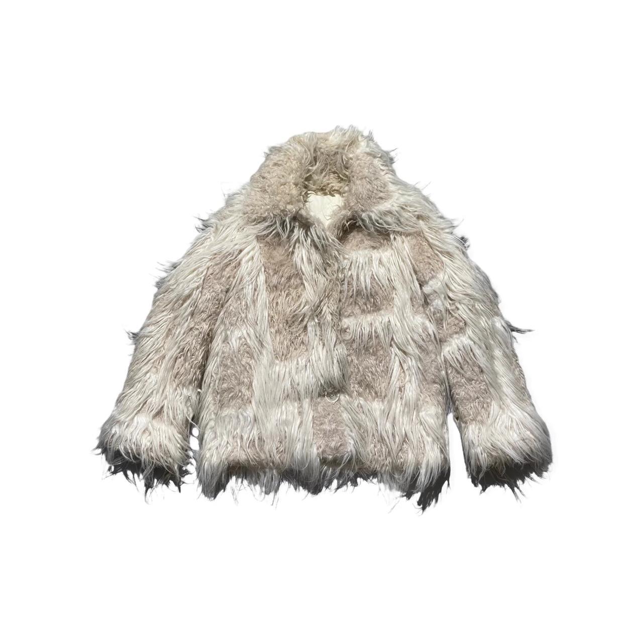 A Faux fur shaggy jacket. Cream/beige color and big... - Depop