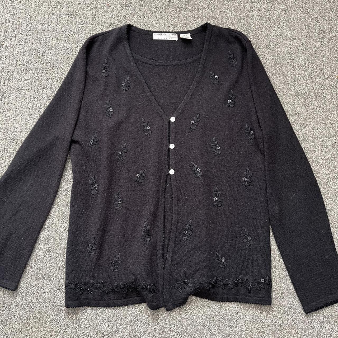 Vintage Carolyn Taylor black sweater with... - Depop