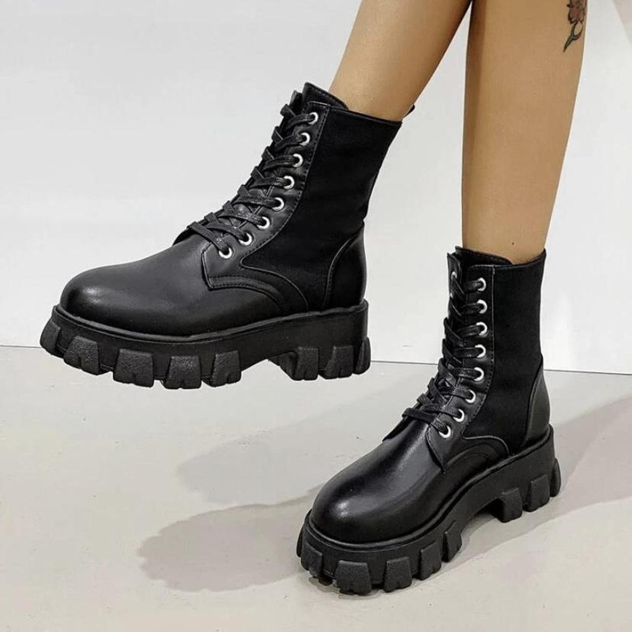 Black platform combat boots in size EU 36 🖤 Not high... - Depop