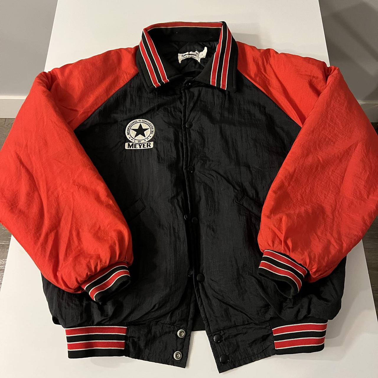 Vintage 1980s Bomber Black & Red #vintage #depop... - Depop