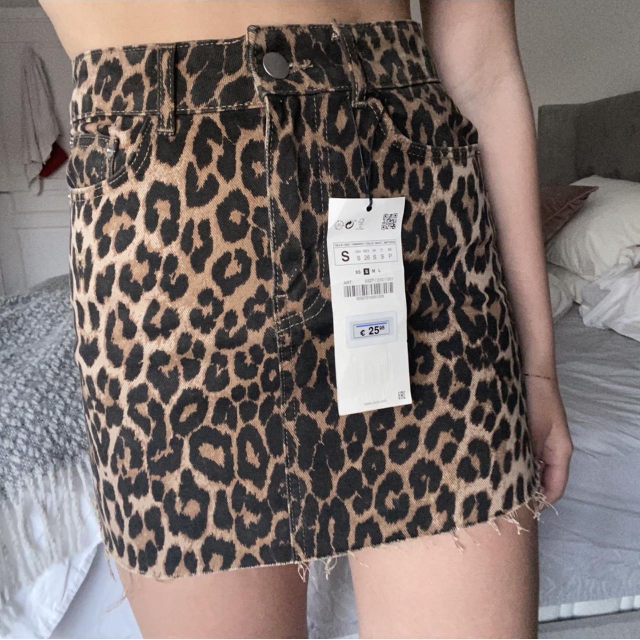 Cheetah Print Zara Snake Print Denim Skirt Cheetah Print Denim - Main Image