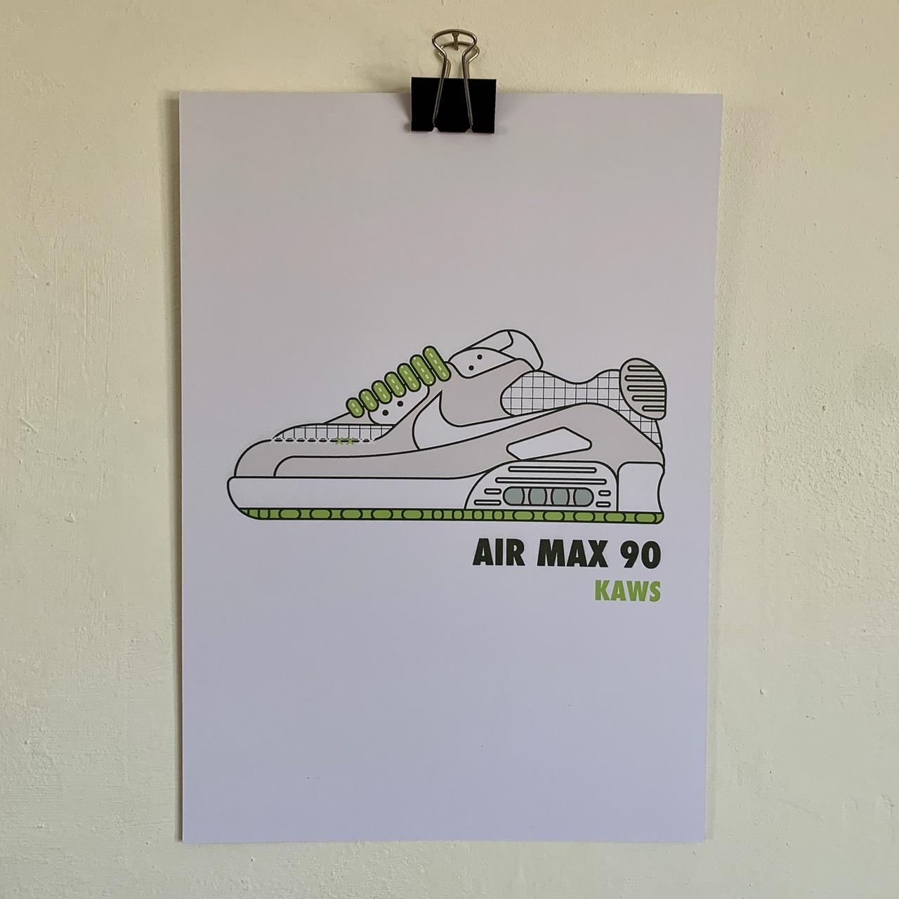 Nike Air Max Kaws AM90 Trainer wall art print Made. Depop