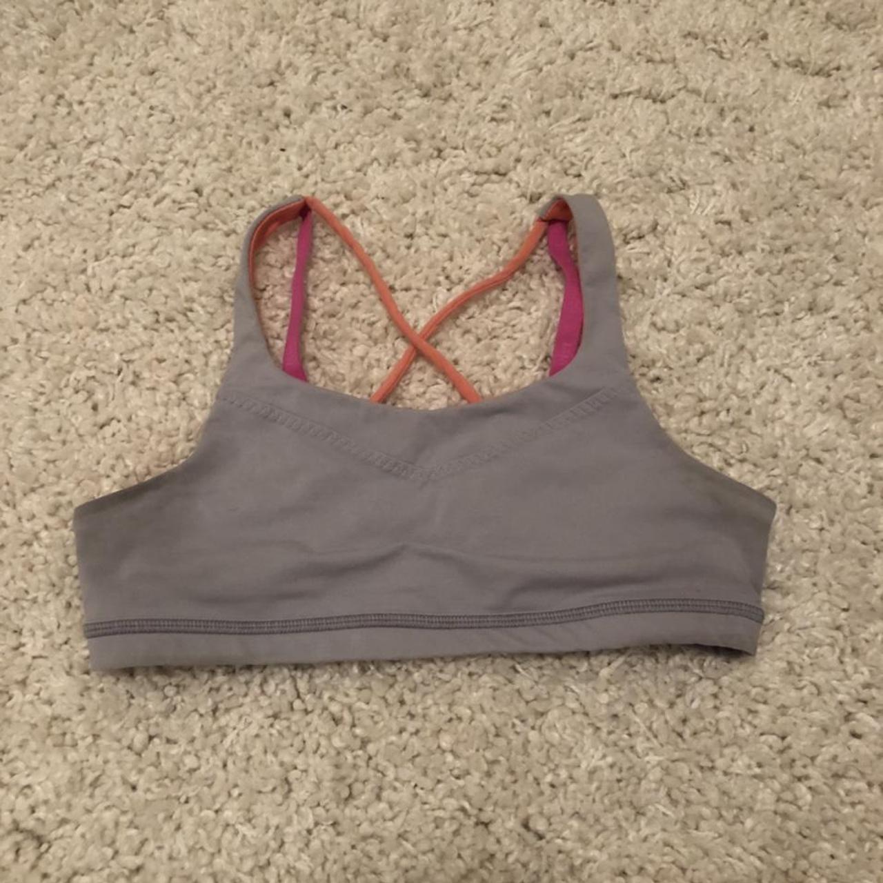 Lululemon Women's Pink and Grey Bra | Depop