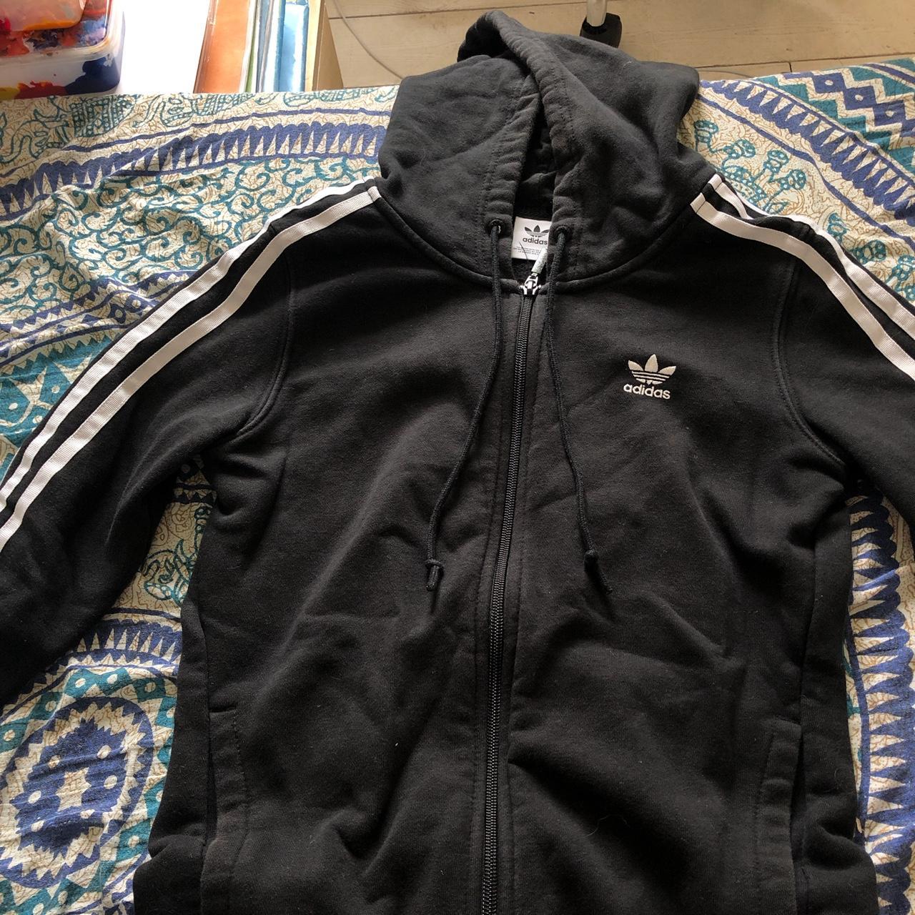 Adidas black zip up hoodie - Depop