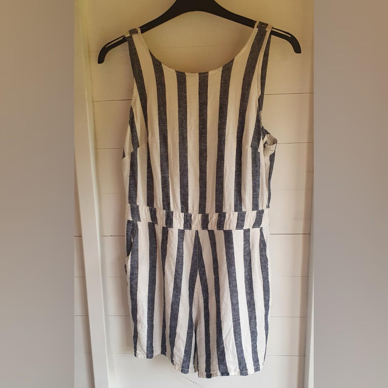 White and blue Linen jumpsuit, from F&F Tesco. Size... Depop