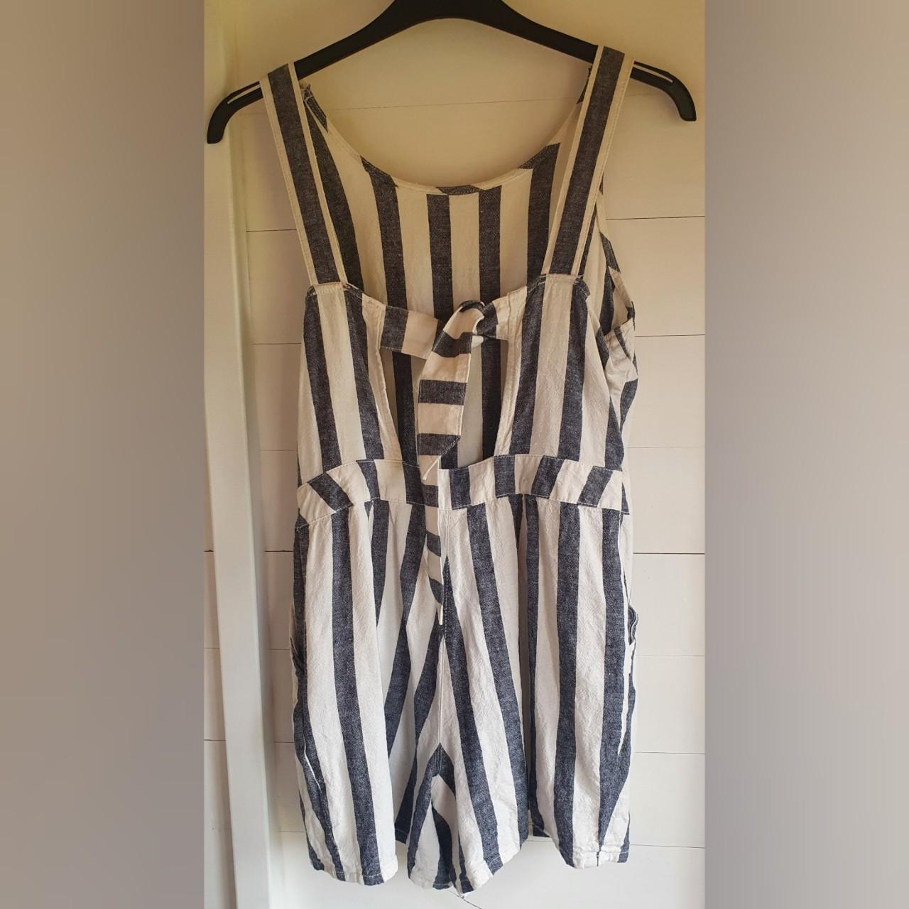 White and blue Linen jumpsuit, from F&F Tesco. Size... Depop