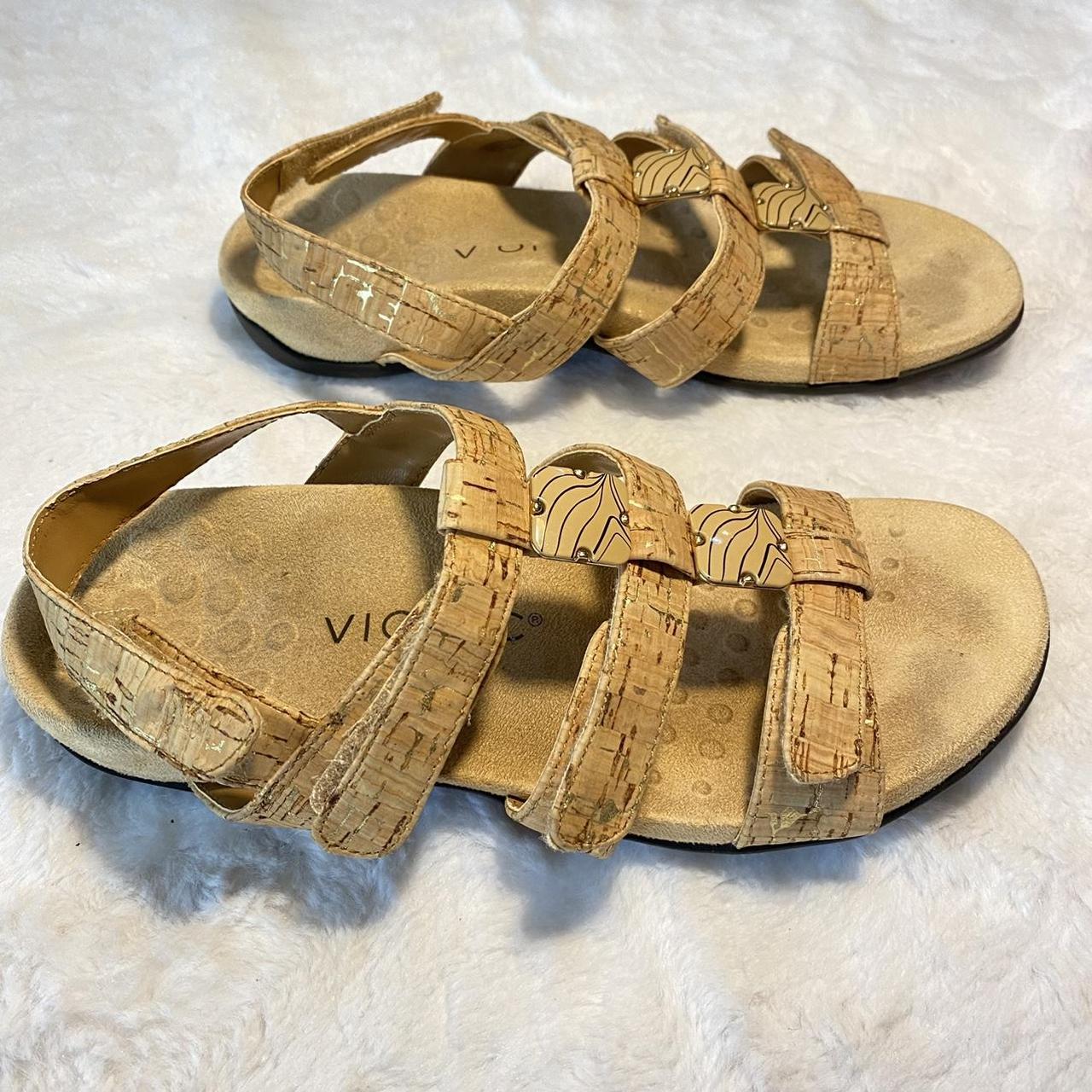 Vionic Gold Cork Adjustable Amber Sandals