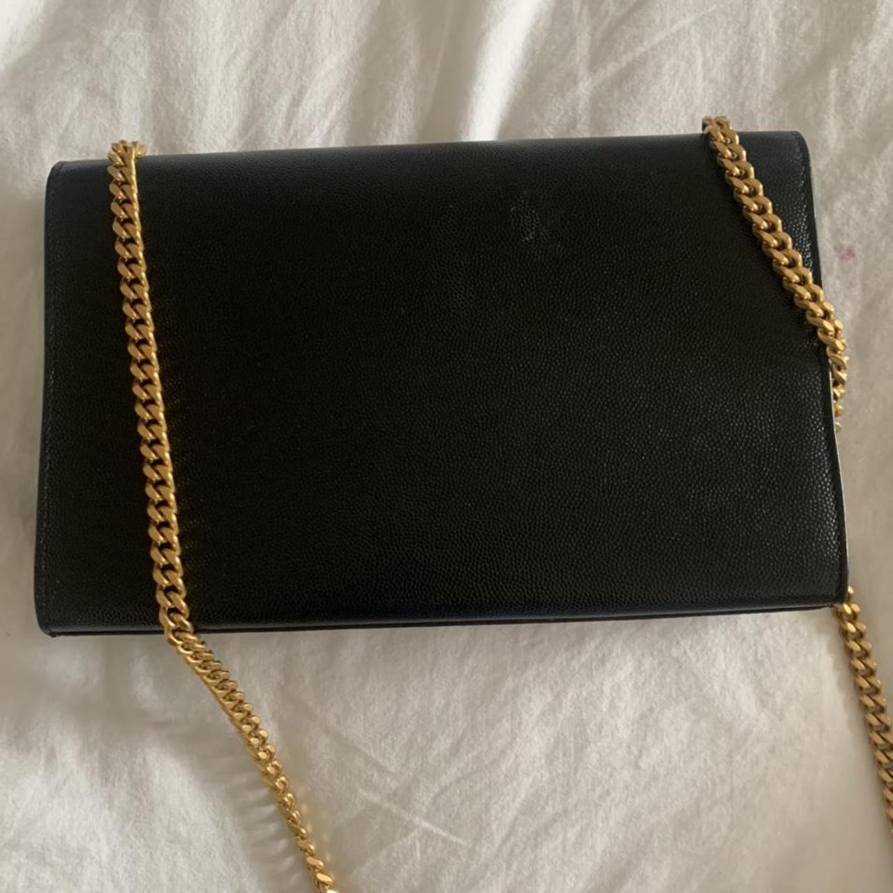 YSL Kate medium monogramme bag in black leather with... - Depop