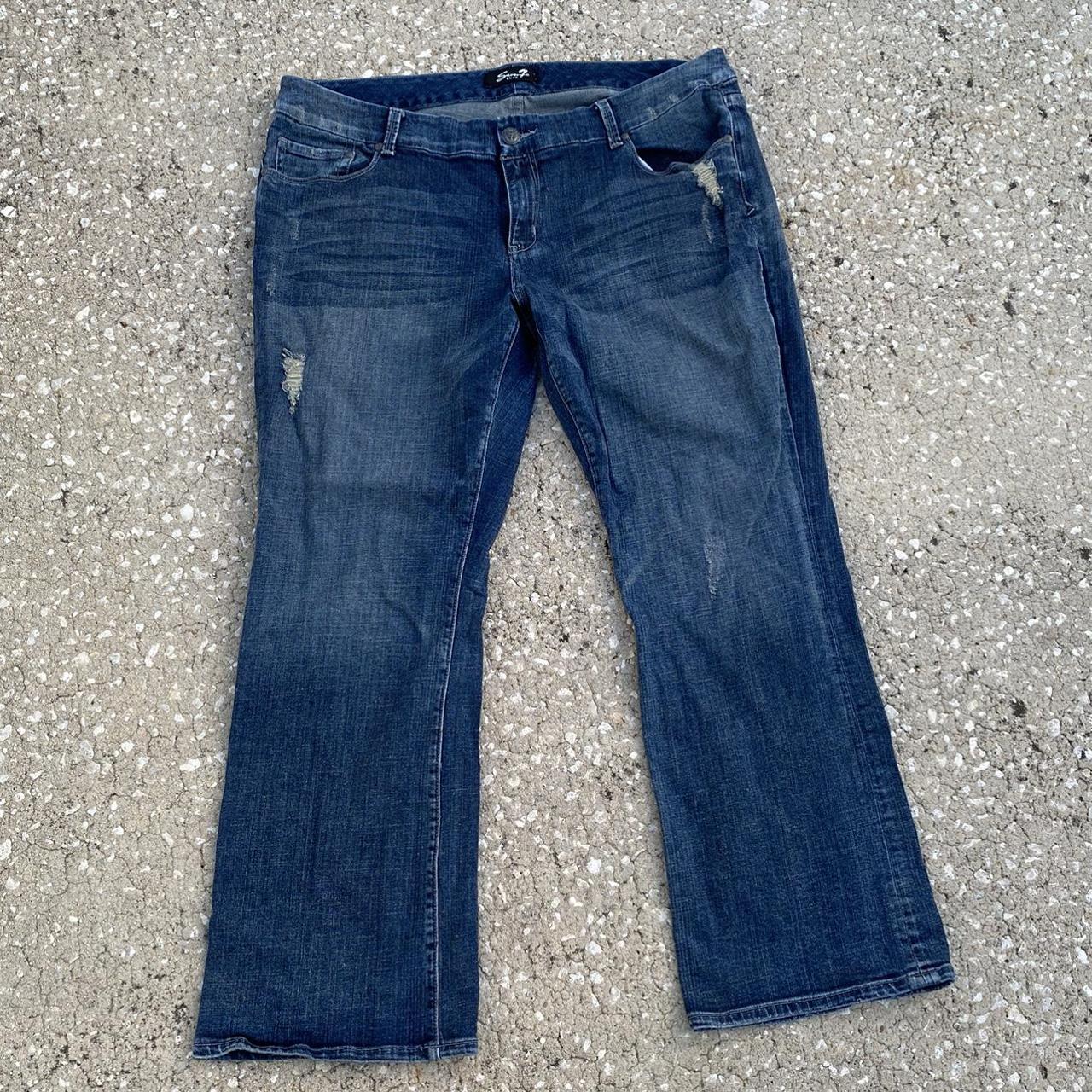 Seven7 Women's Blue and Silver Jeans | Depop