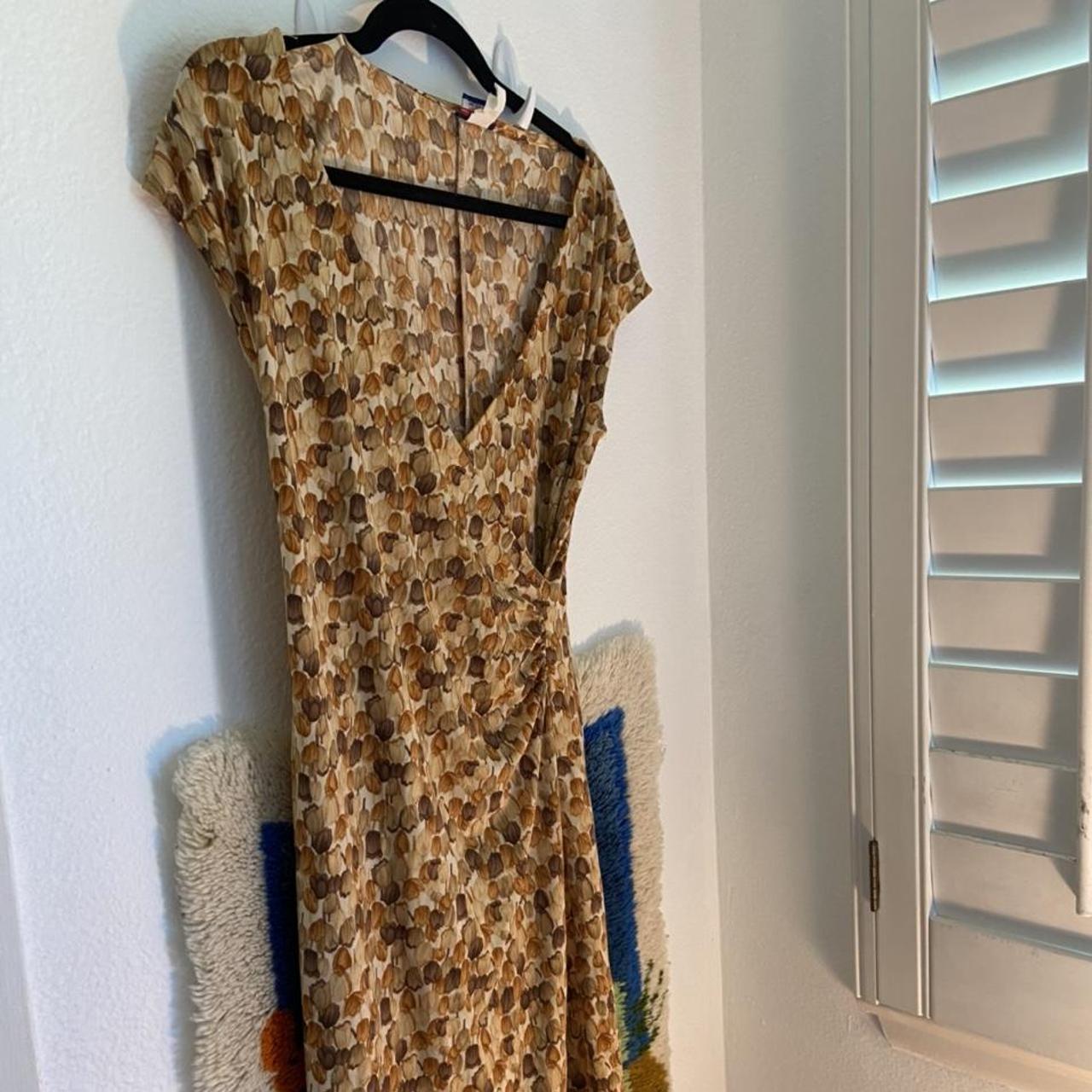 Brown floral mini dress 🤠 Great vintage find for... - Depop