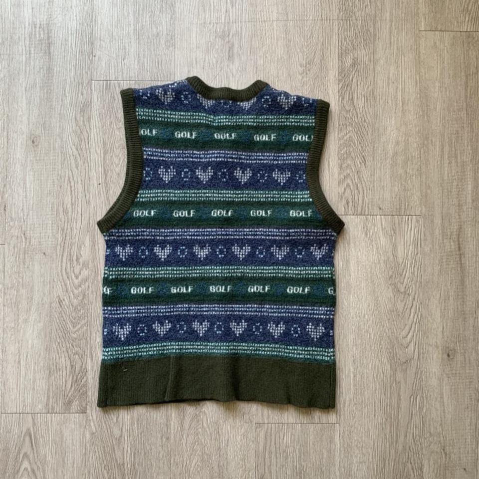 (NEED GONE) Golf Wang Hearts Sweater Vest Navy/Green... - Depop