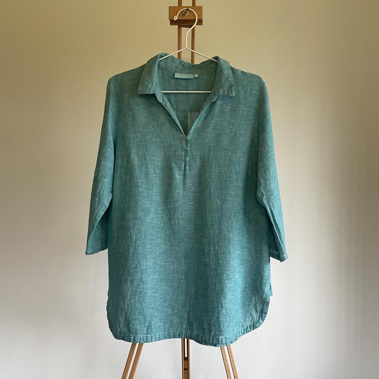 Blue illusion linen/cotton shirt, beautiful... - Depop