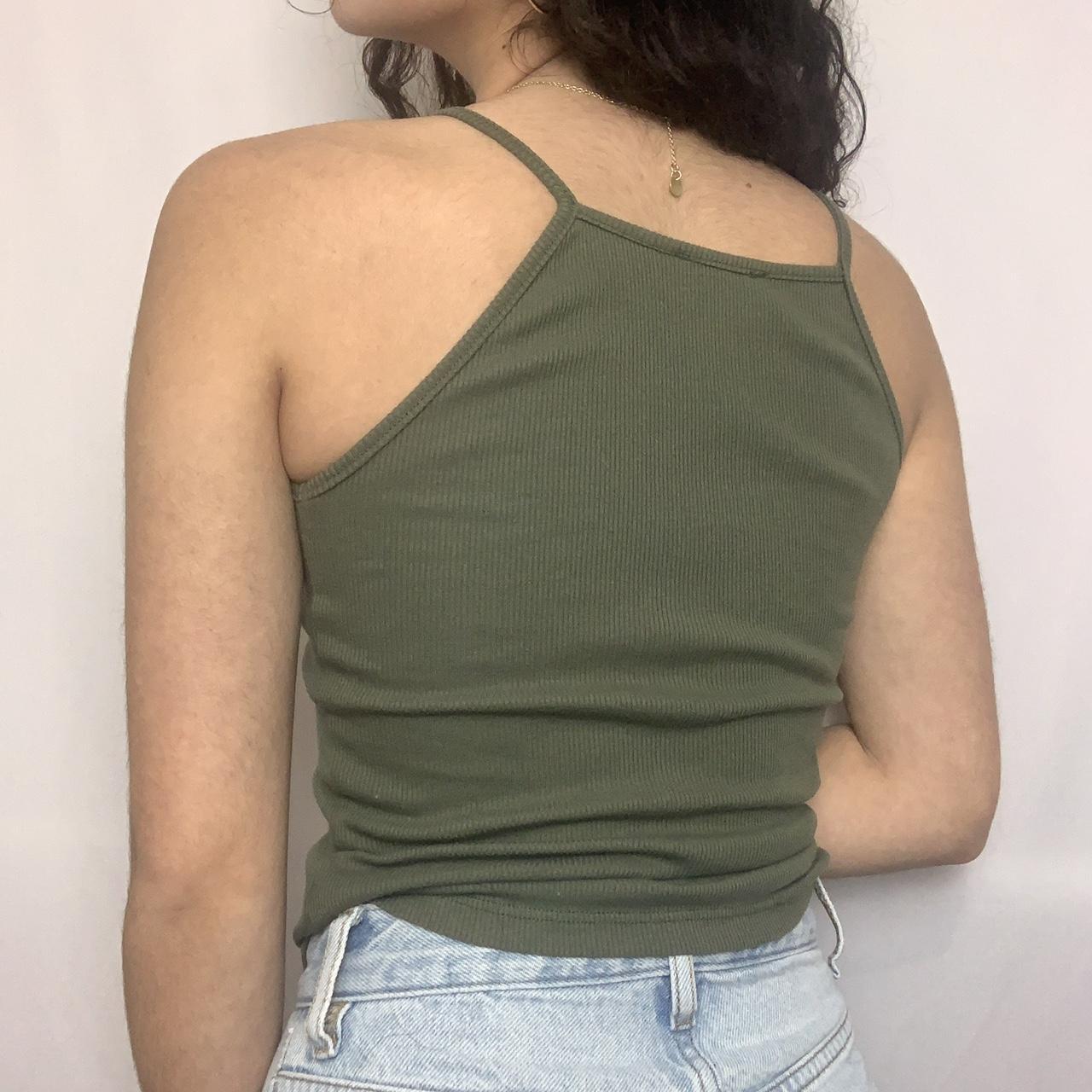 Olive Green Halter Top💚 Comfortable Ribbed Depop