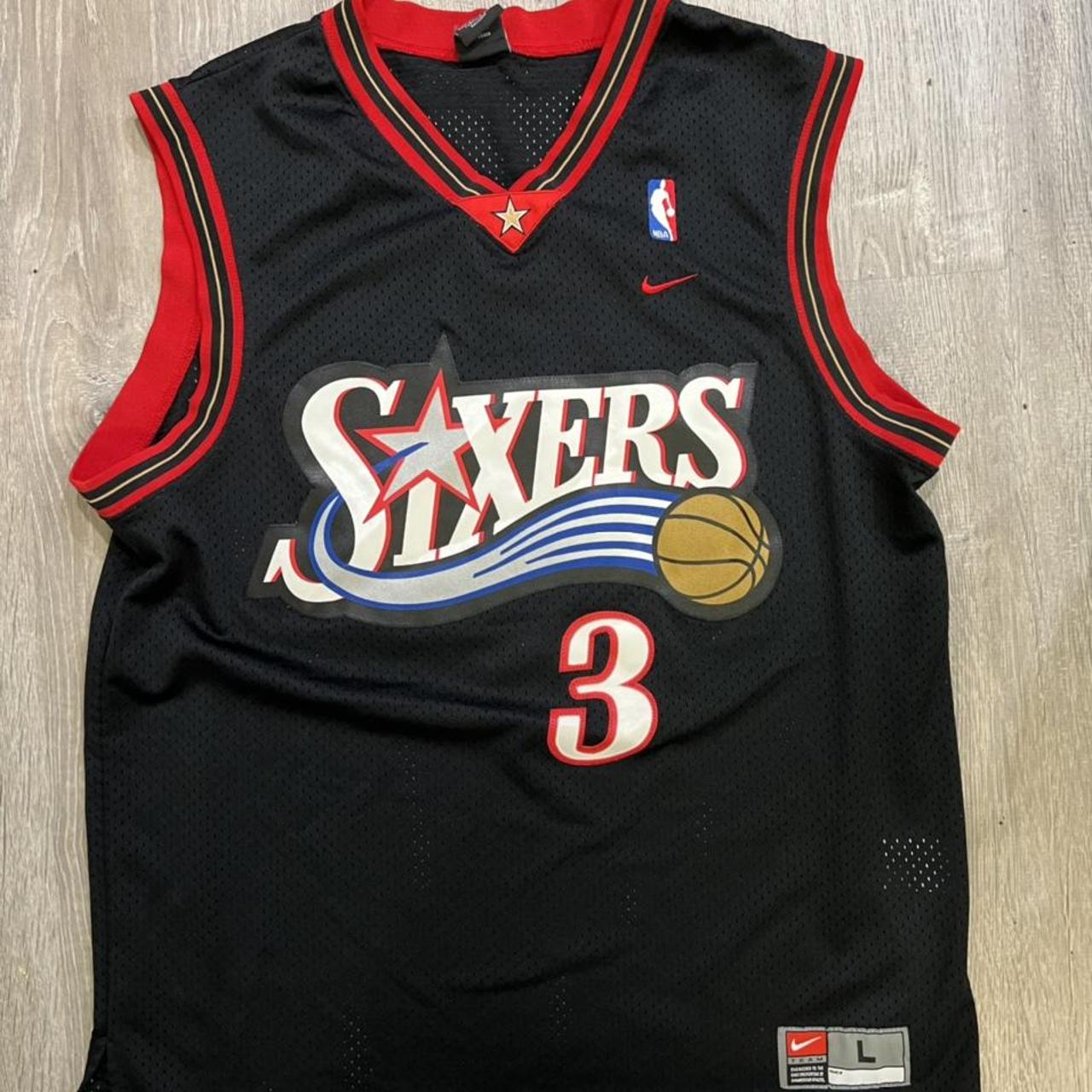 black and red iverson jersey