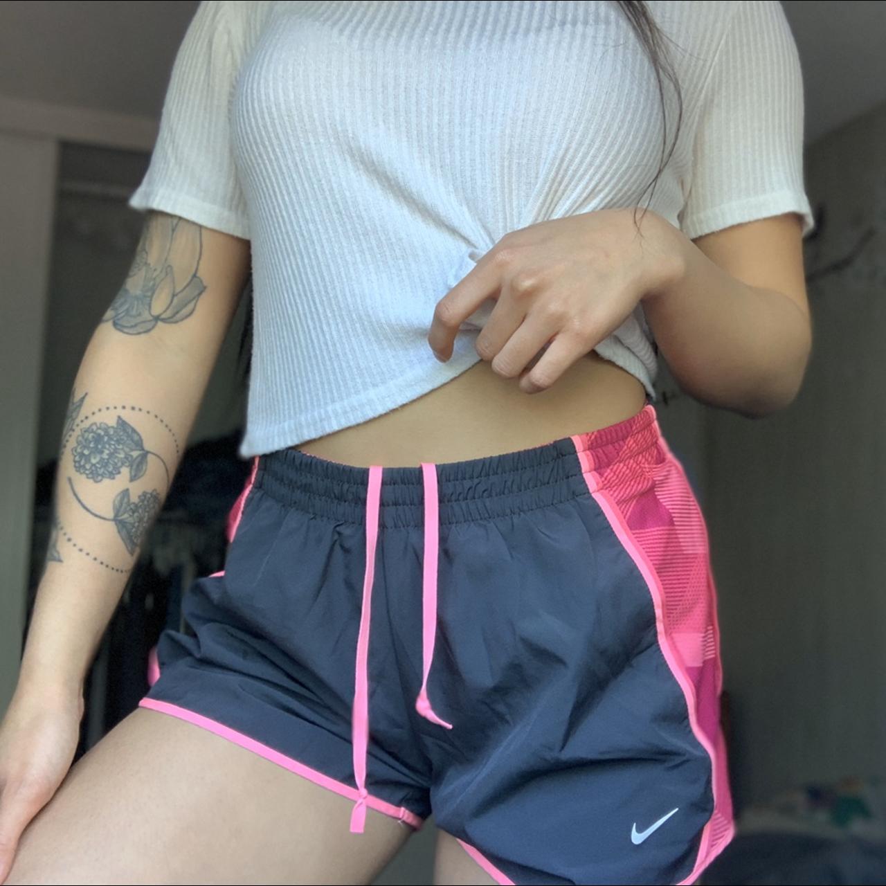 grey and pink nike shorts