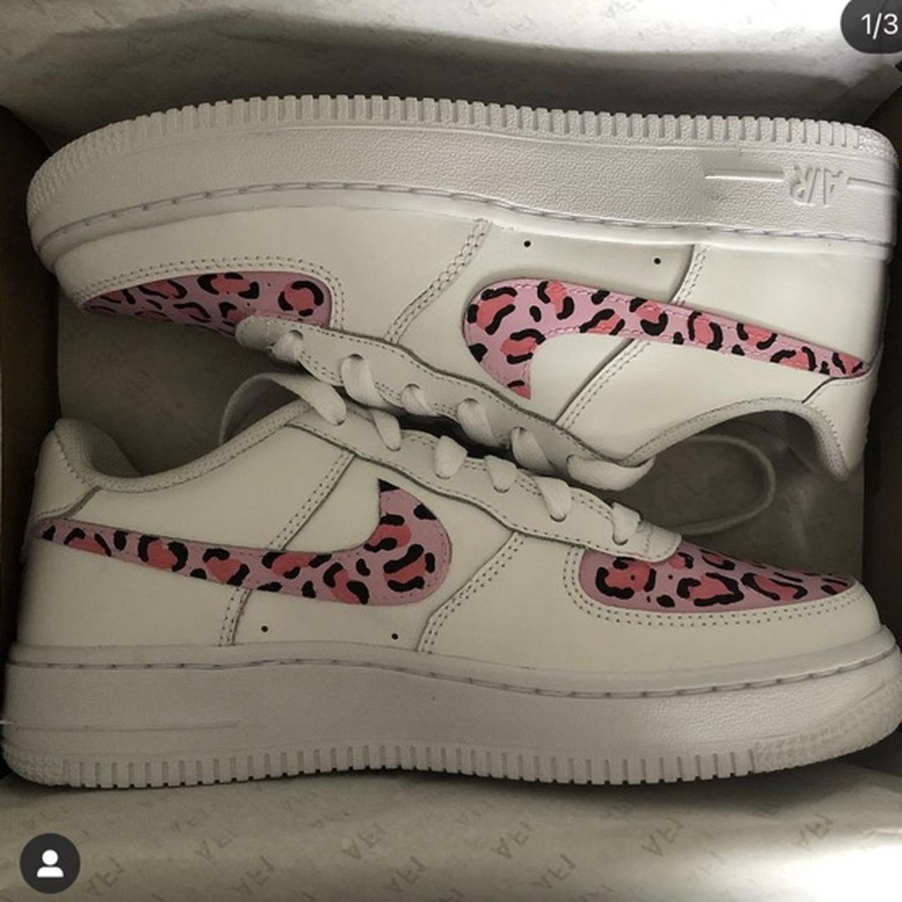 Pink leopard print airforces Sizes 6 and below -... - Depop