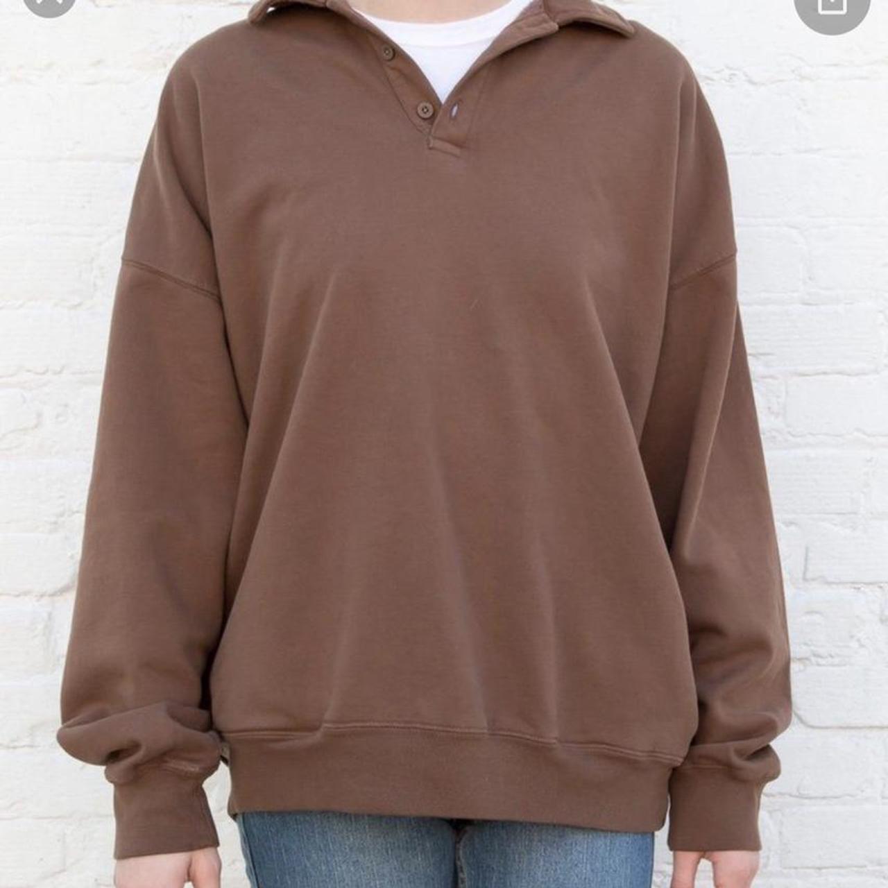 brown brandy melville archer sweatshirt available... Depop