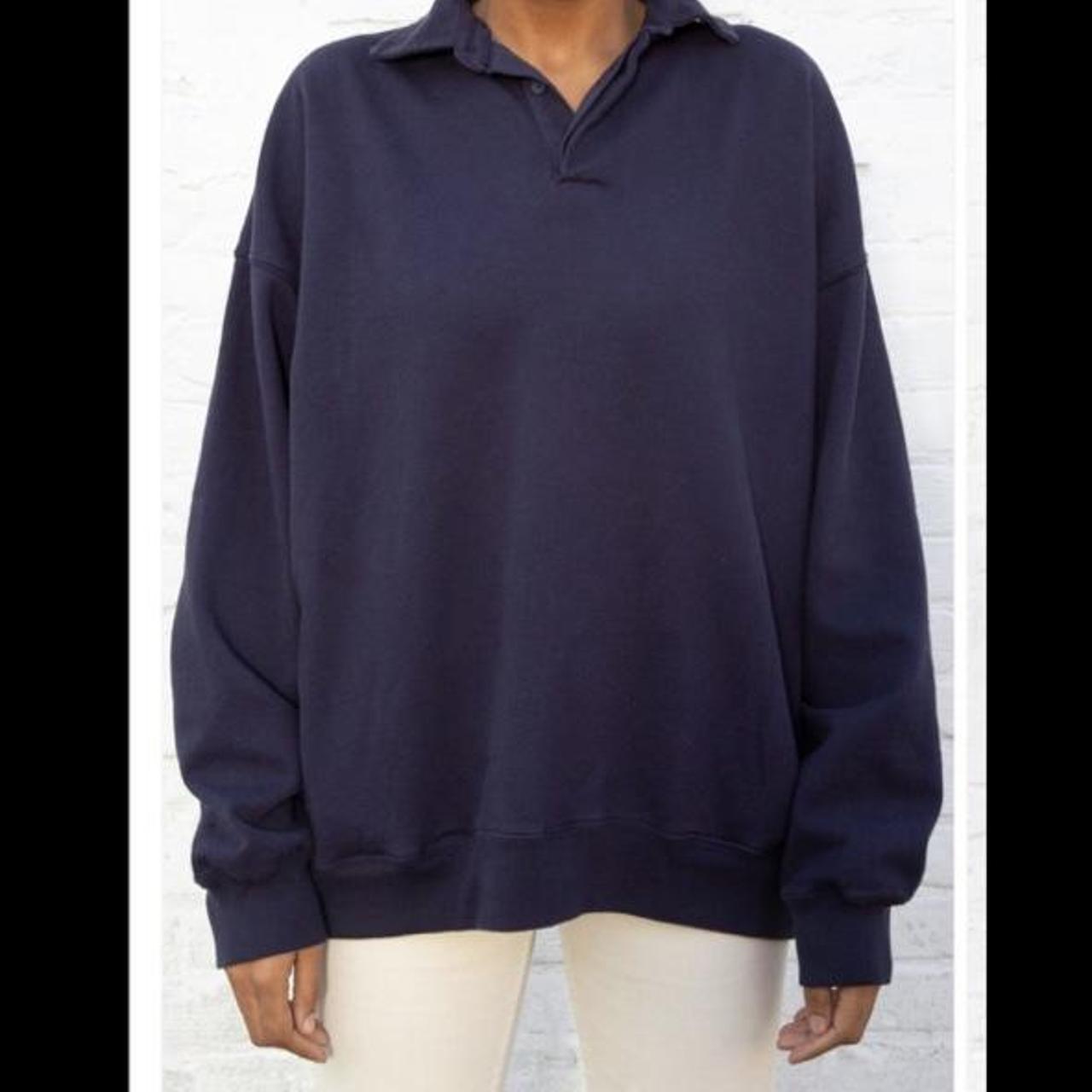 navy blue brandy melville archer sweatshirt worn 2... Depop