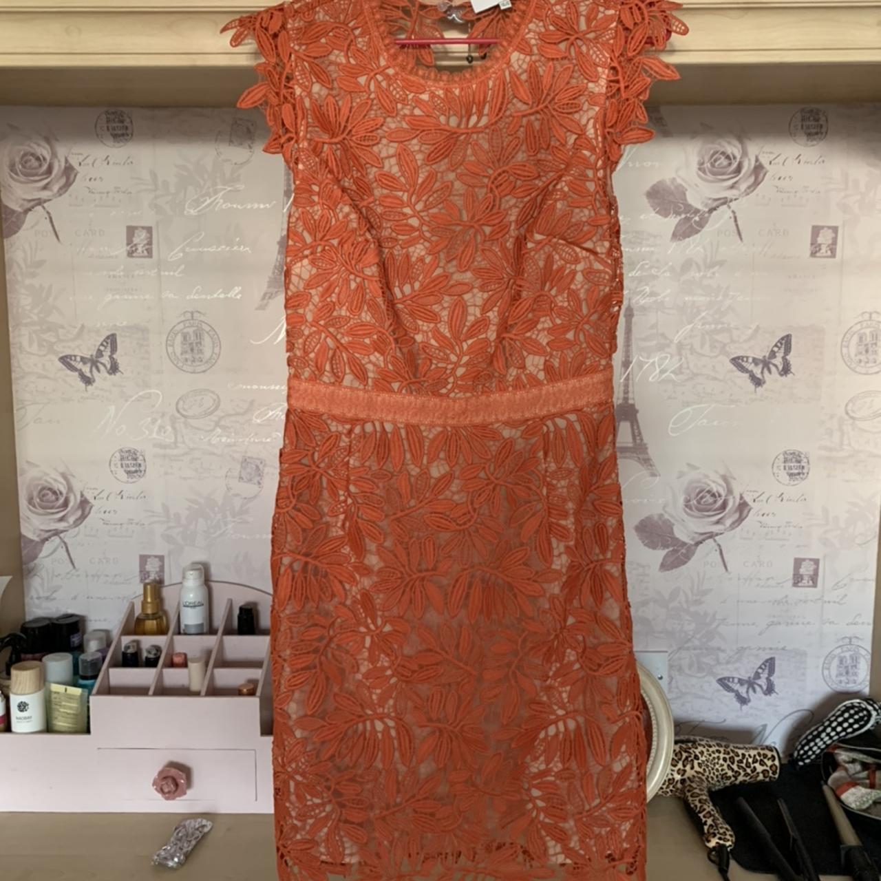 reiss coral lace dress