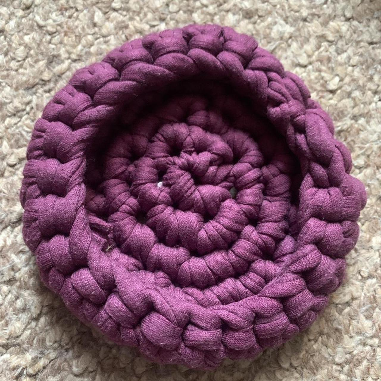 Handmade royal dark purple pretty crochet storage depop