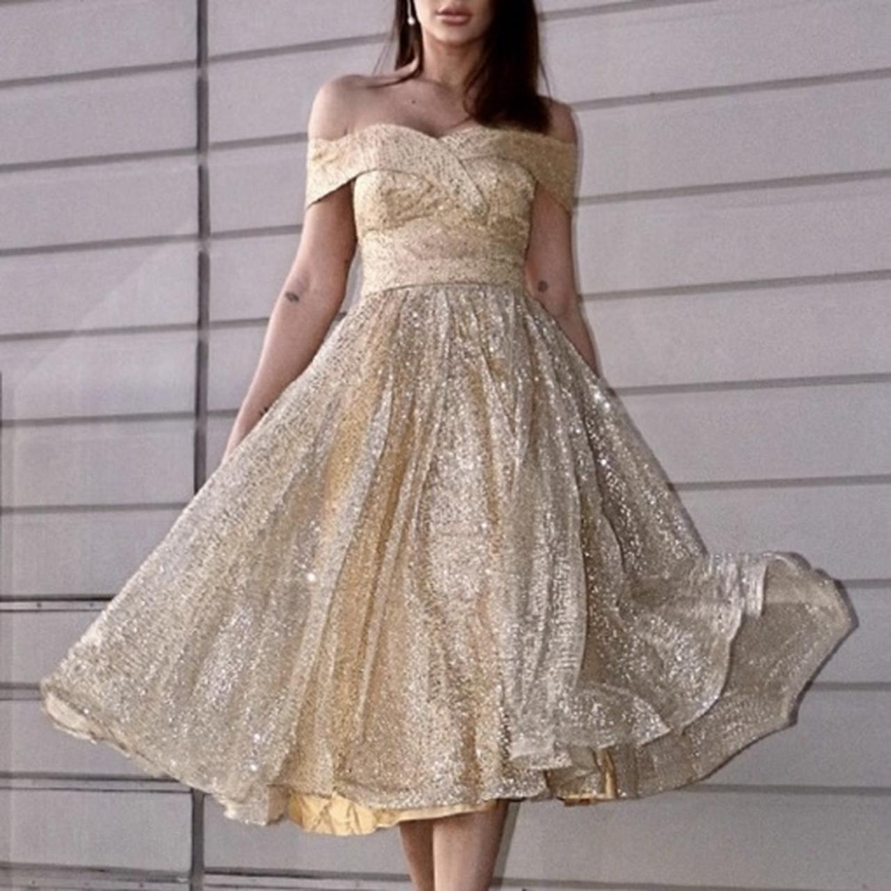 Women's Gold Dress Depop