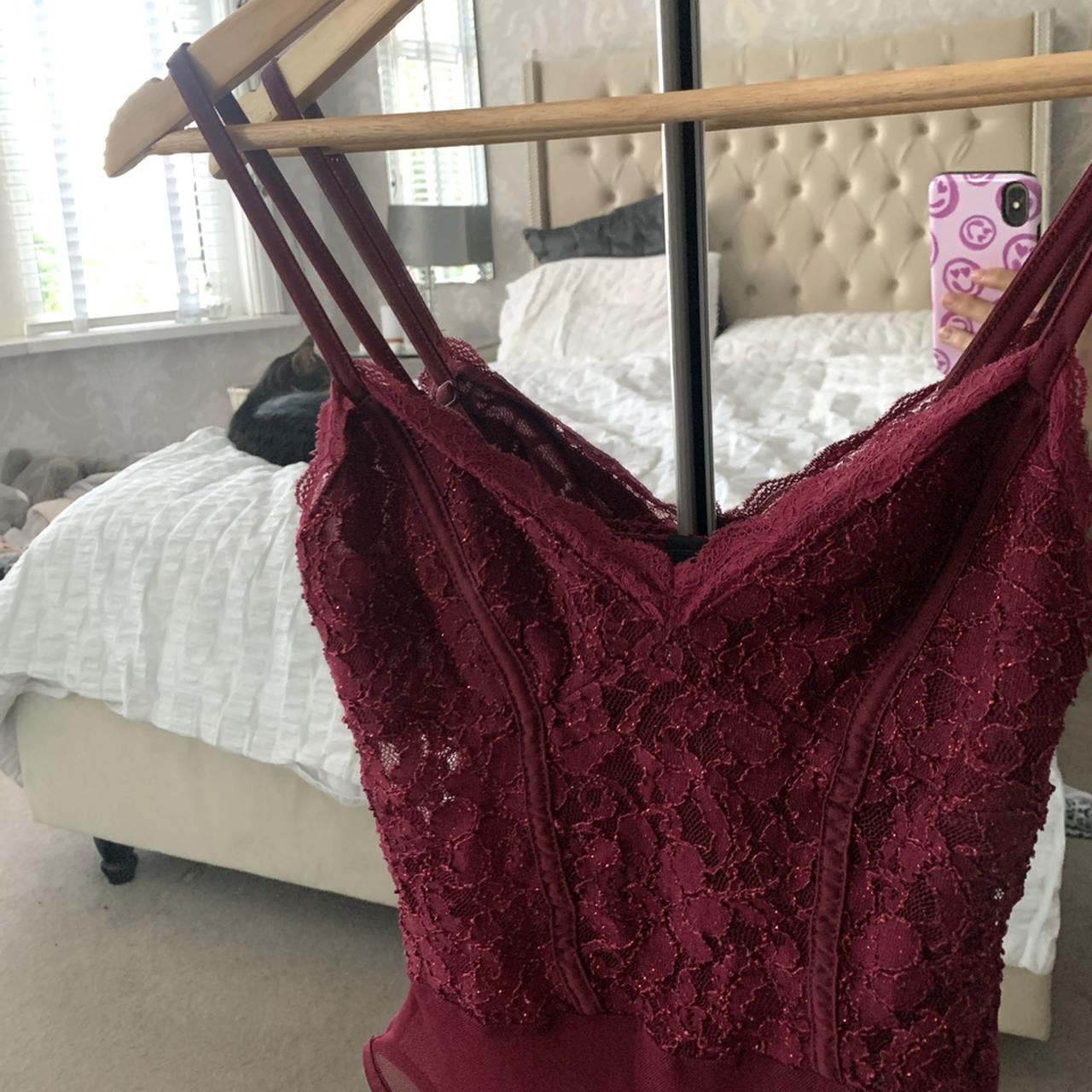 New Look ‘burgundy glitter lace bodysuit’ like... Depop