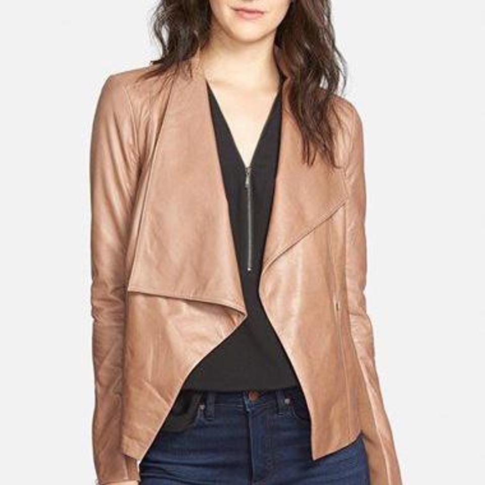 Trouve drape clearance front leather jacket