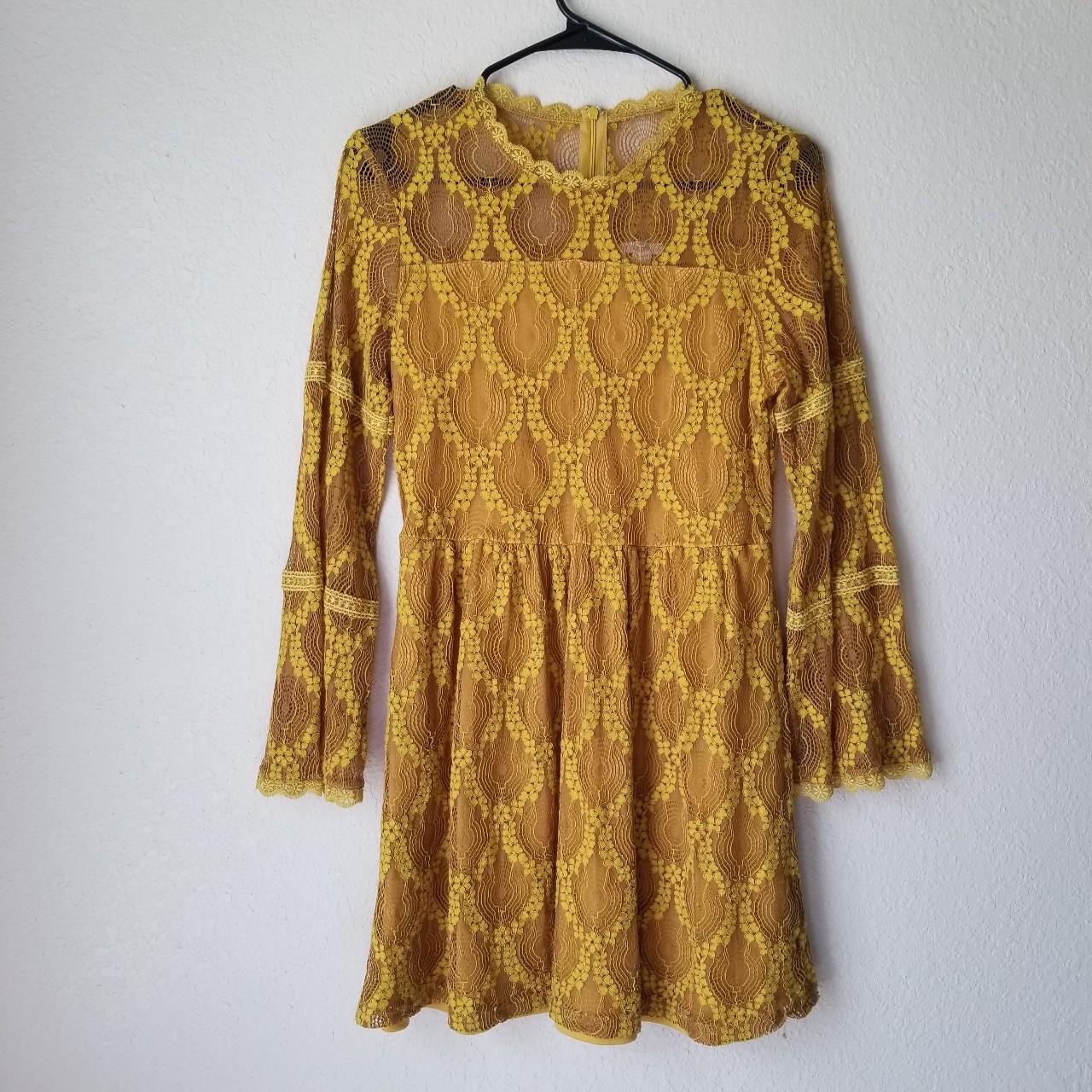 Beautiful Xhilaration Mustard Yellow Gold Lace Mini Depop