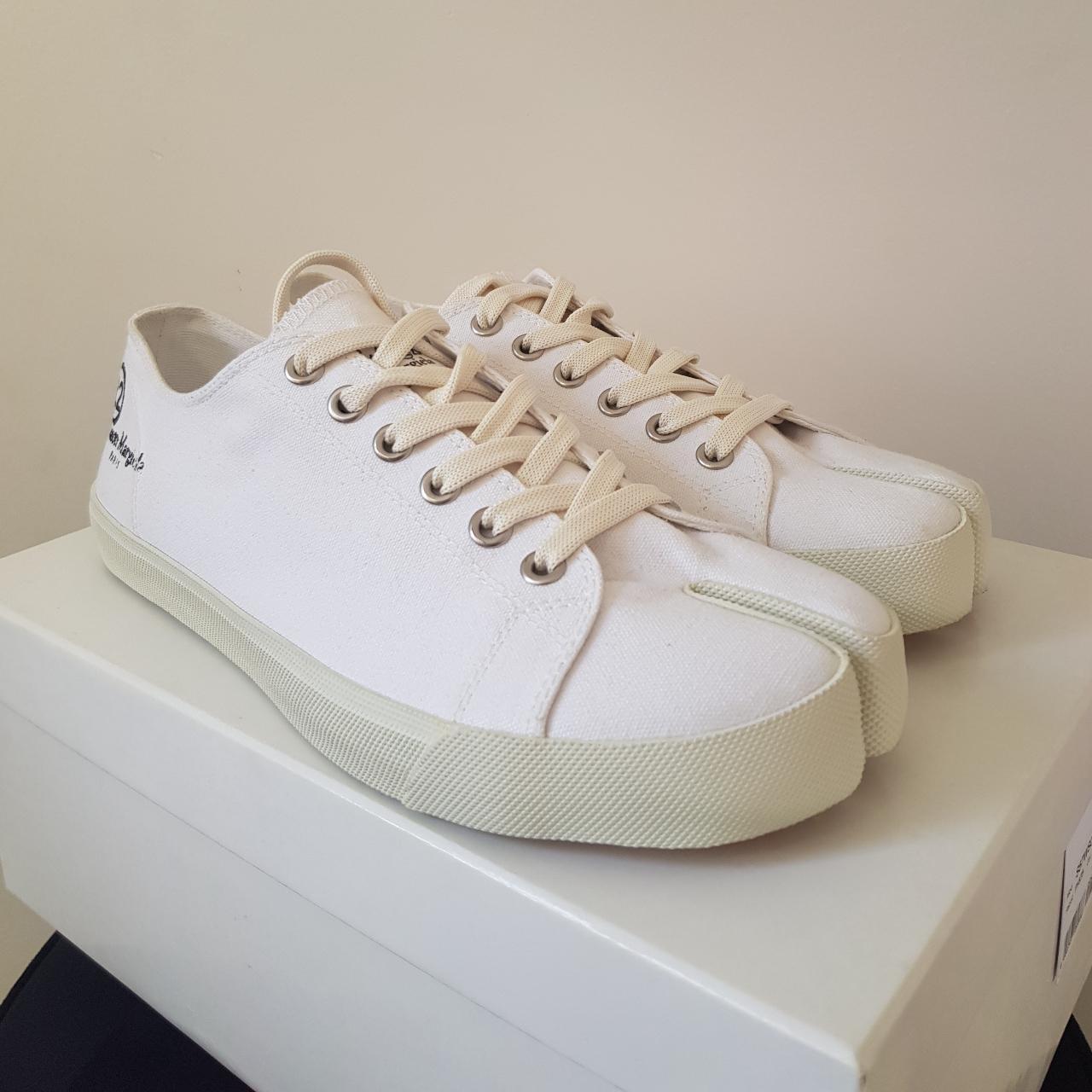 Item: Margiela Tabi Sneakers Colour: Cream Size:... - Depop