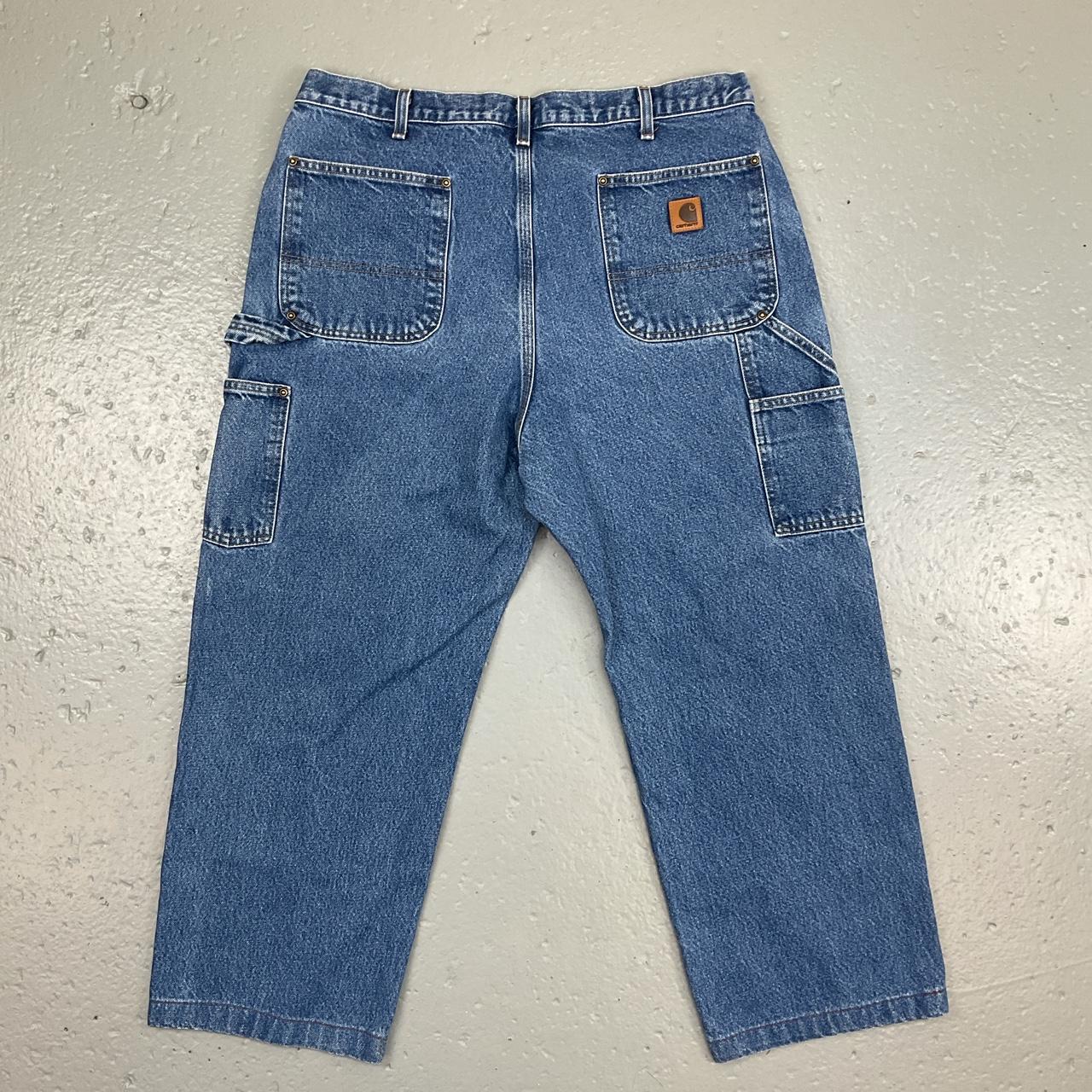 Carhartt double knee denim work trousers original... - Depop