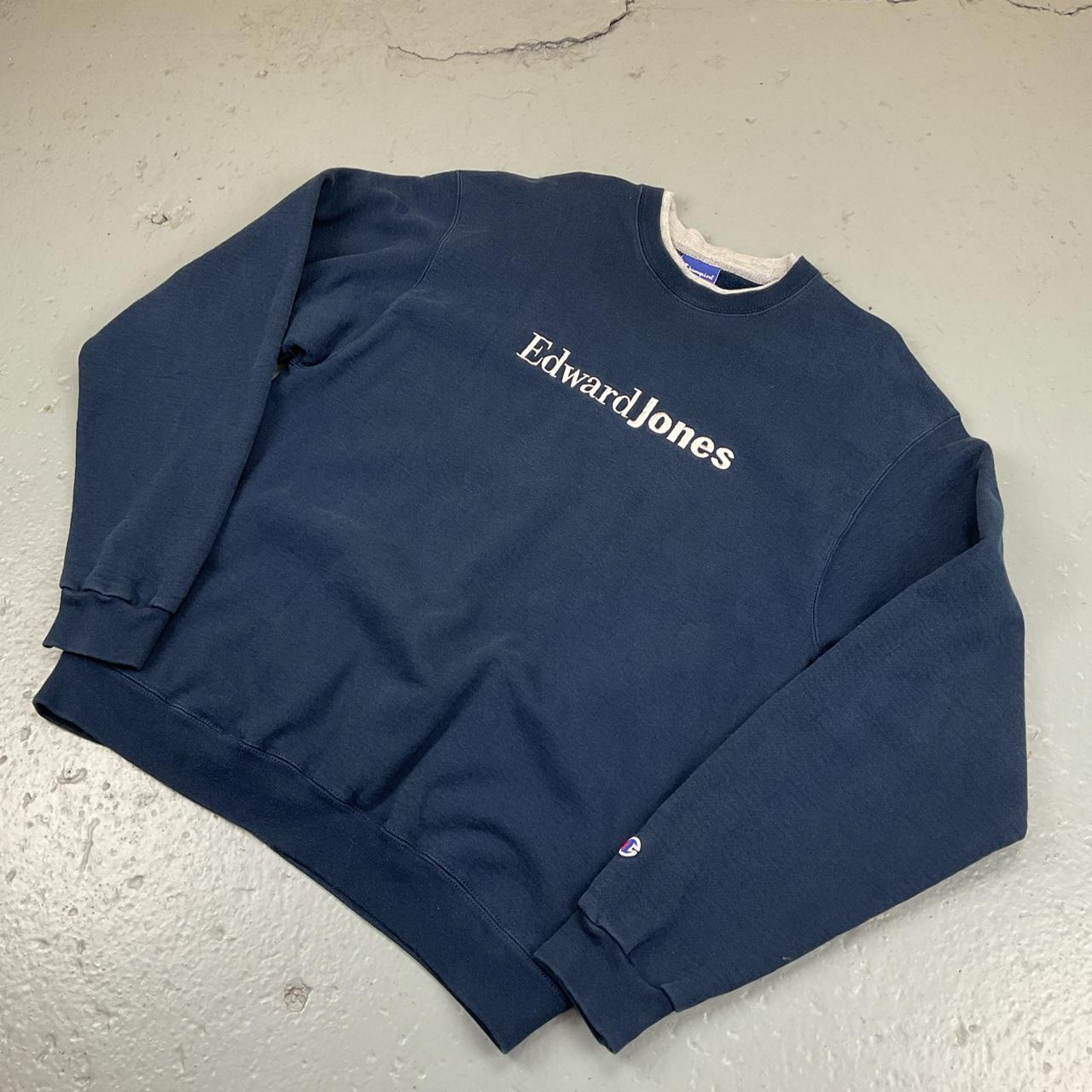 Champion Edward Jones crewneck sweatshirt in navy | Depop