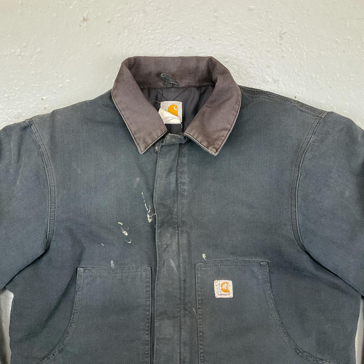 Carhartt vintage workwear jacket in faded... - Depop