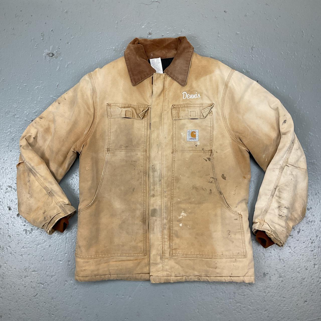 Carhartt made in USA work jacket in a tan... - Depop