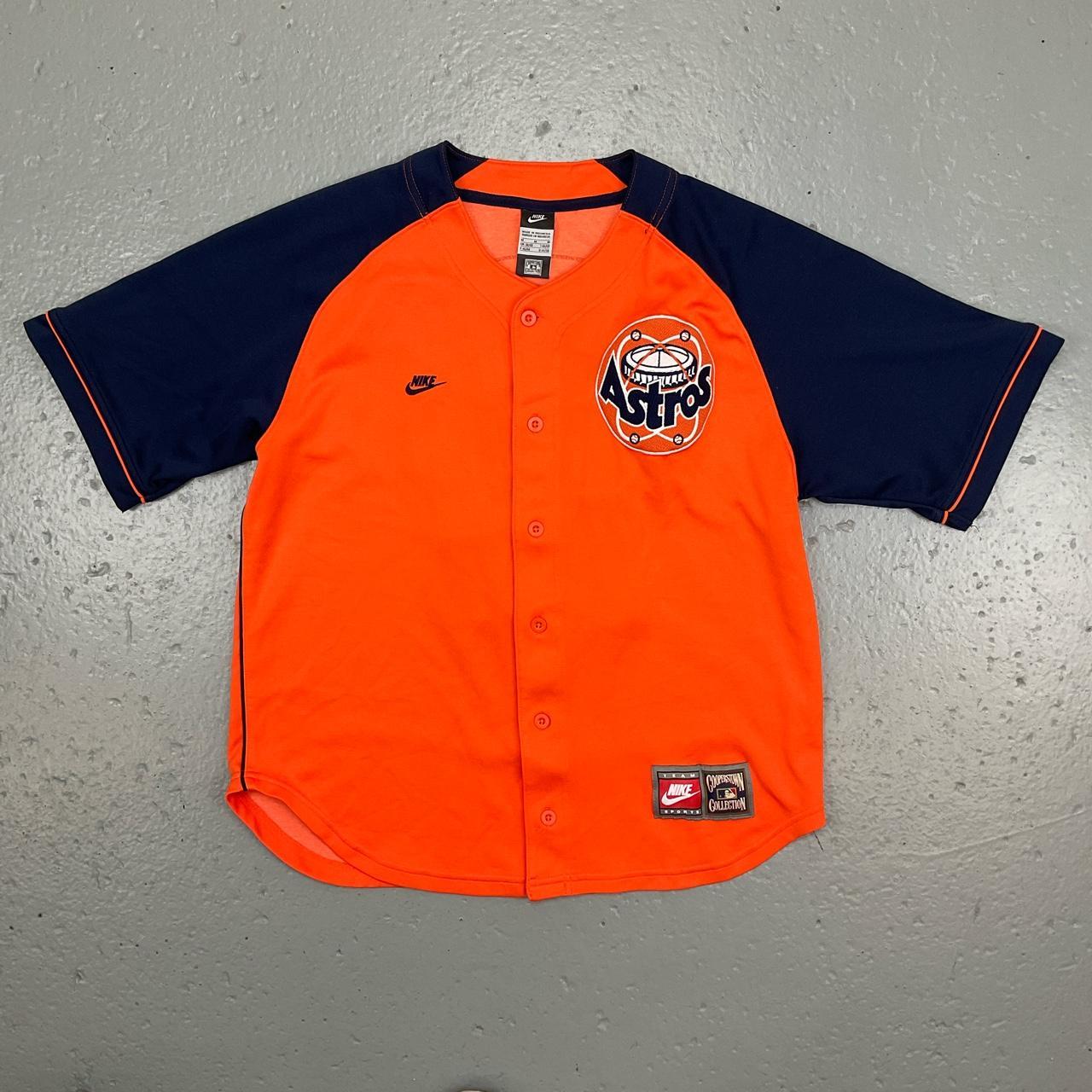 NIKE Astros Baseball MLB Navy & Orange T-Shirt (M-L)