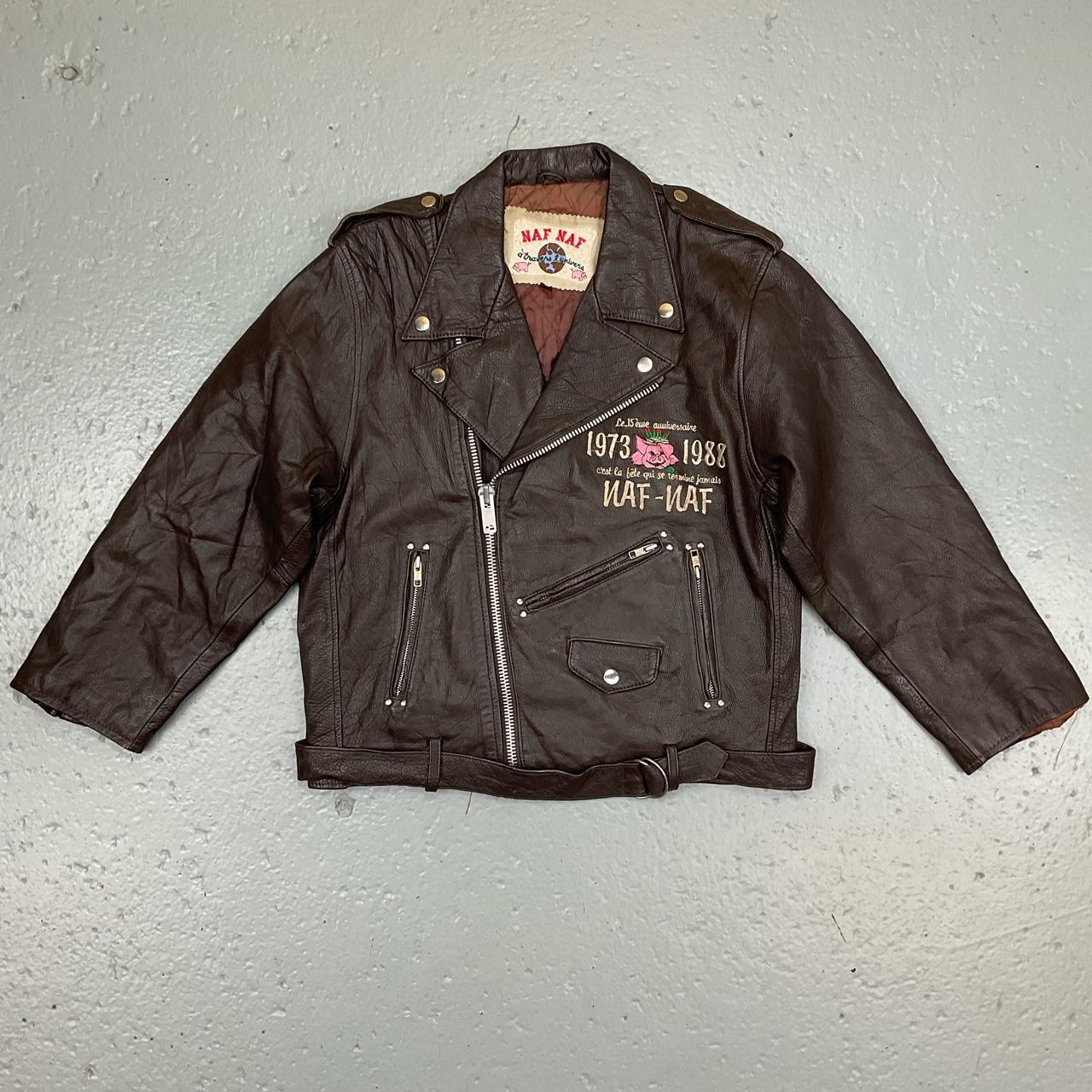 Naf NAf 90’s biker style leather jacket in... - Depop